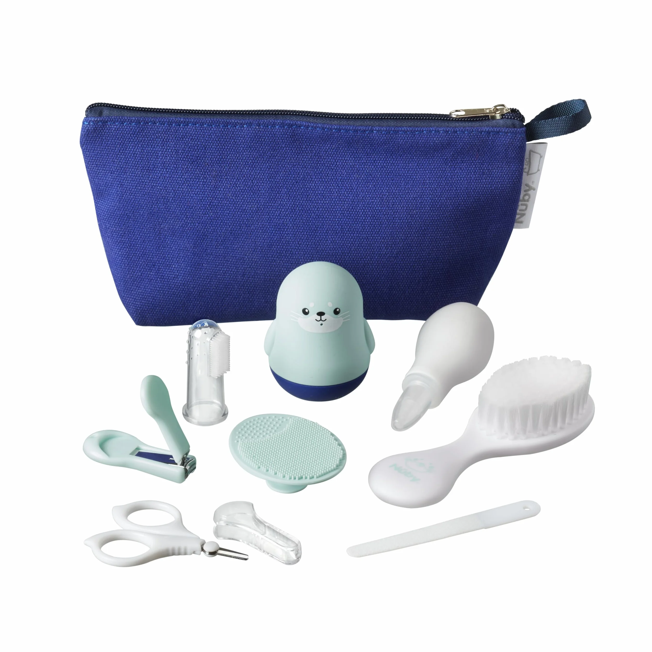 Nuby Kit de Soins pour le Bain de Bébé 8 Accessoires Essentiels Sac de Voyage Doublure Imperméable