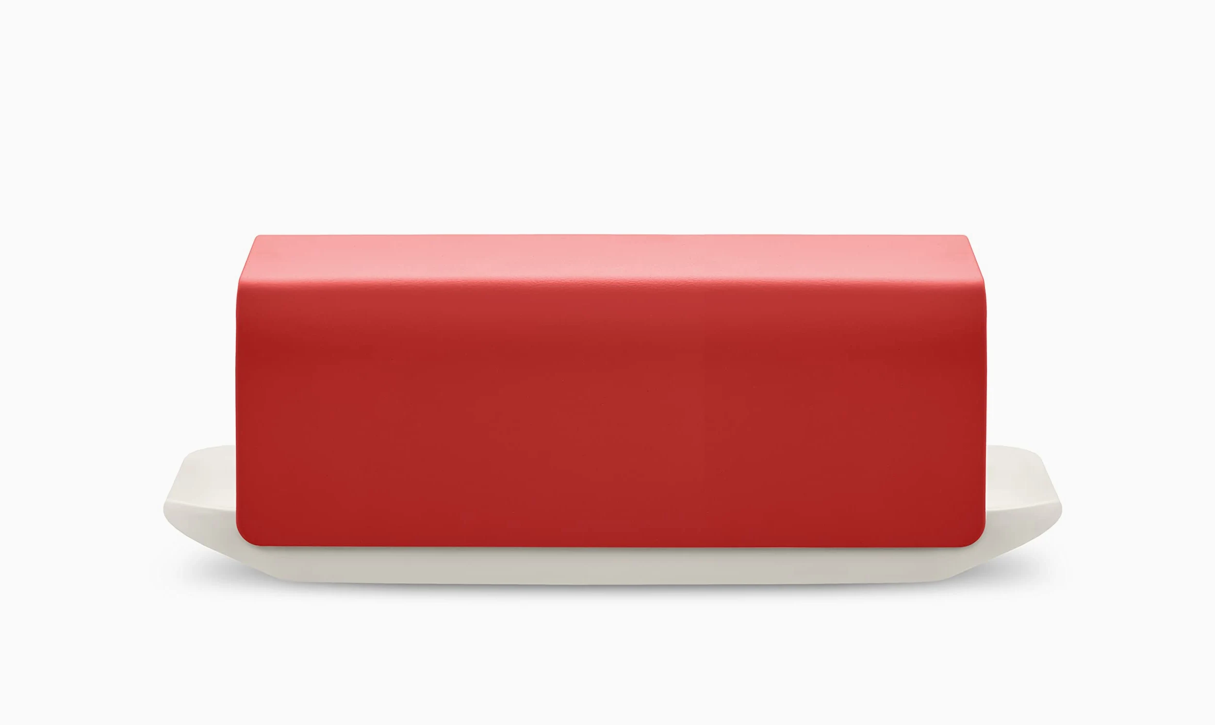 Alessi Mattina BG04 R - Beurrier Design, en Porcelaine avec Couvercle en Acier Inoxydable 18/10, Coloré à la Résine Epoxy, Rouge