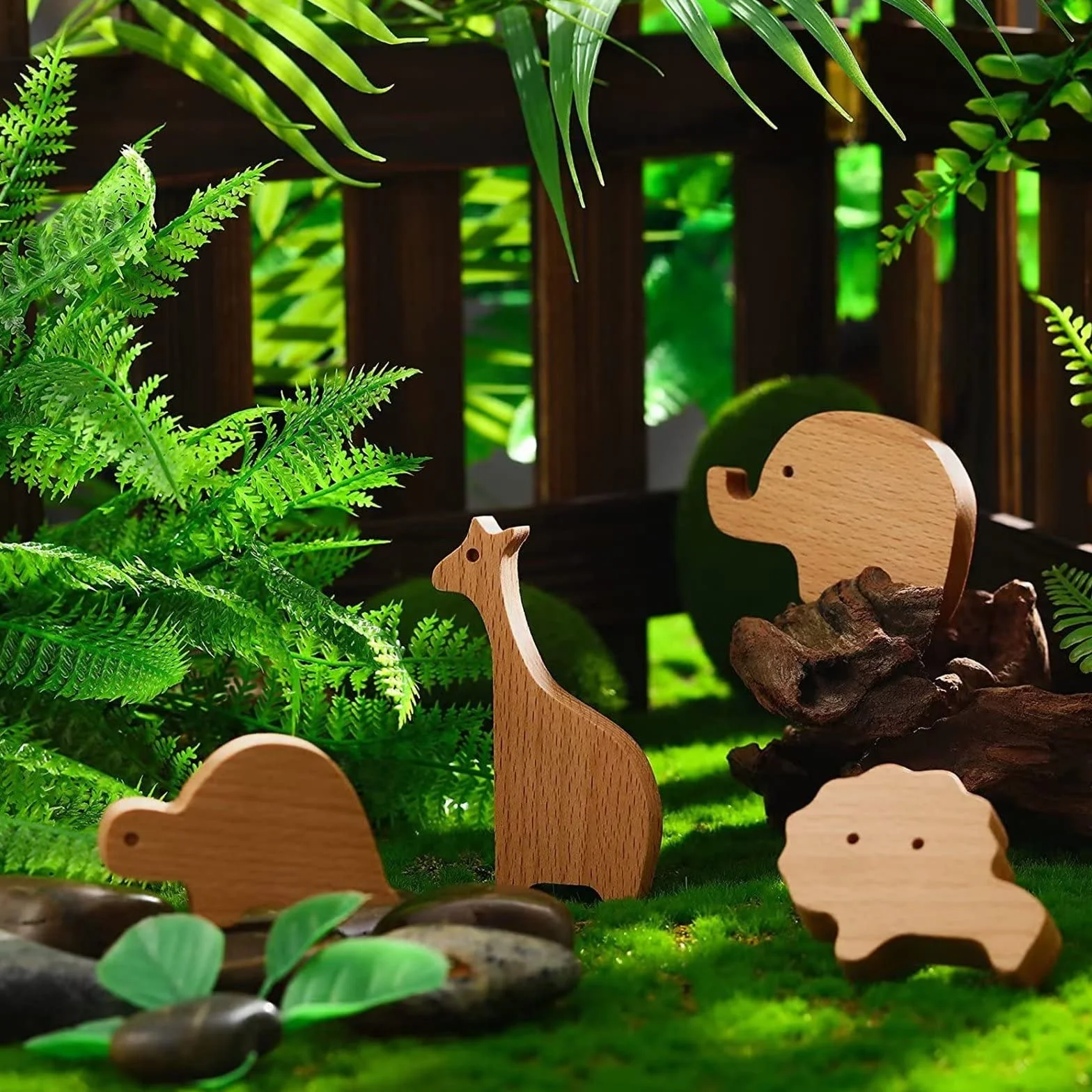 Lot de 6 Boutons de Meubles Décoratifs en Bois avec Vis, Poignées de Commode, Animaux Marins