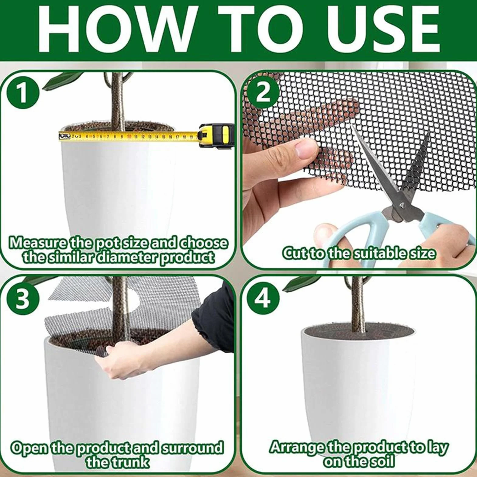 Grille de Protection pour Pot de Fleurs 40cm, Protège la Terre des Animaux et des Enfants