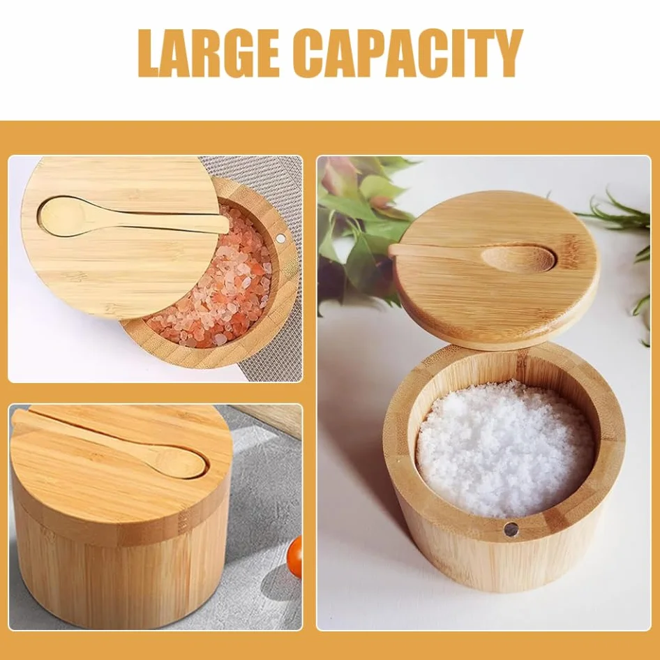MAGICLULU Boîte à Condiment avec Couvercle Récipient à Épices Rond pour Sel et Poivre