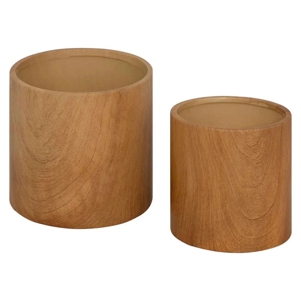 Atmosphera Créateur d'intérieur Cache-Pots Effet Bois SOA 14cm Naturel Lot de 2
