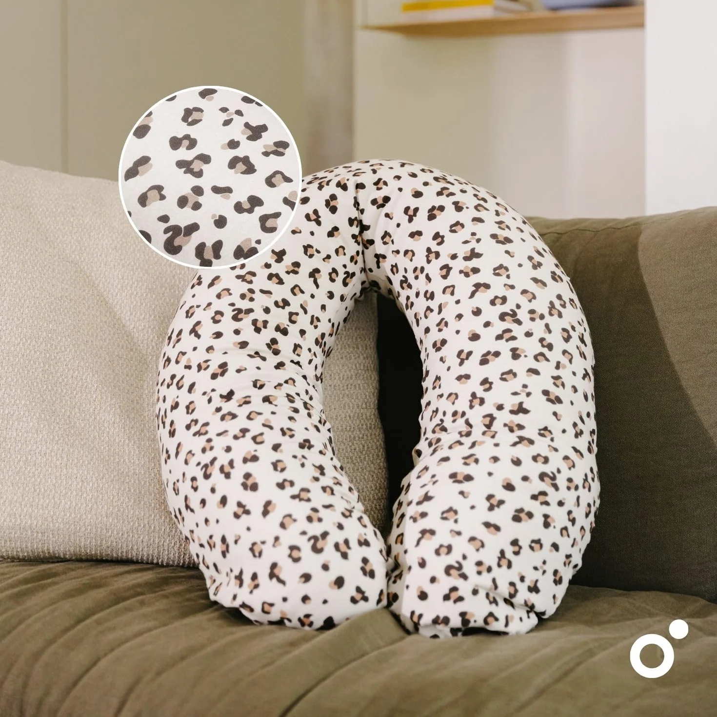 doomoo Coussin de Grossesse Allaitement Buddy Ultra Confort Dormir Grossesse Soulage dos jambes ventre Housse Bio OEKO-TEX Leopard Cream