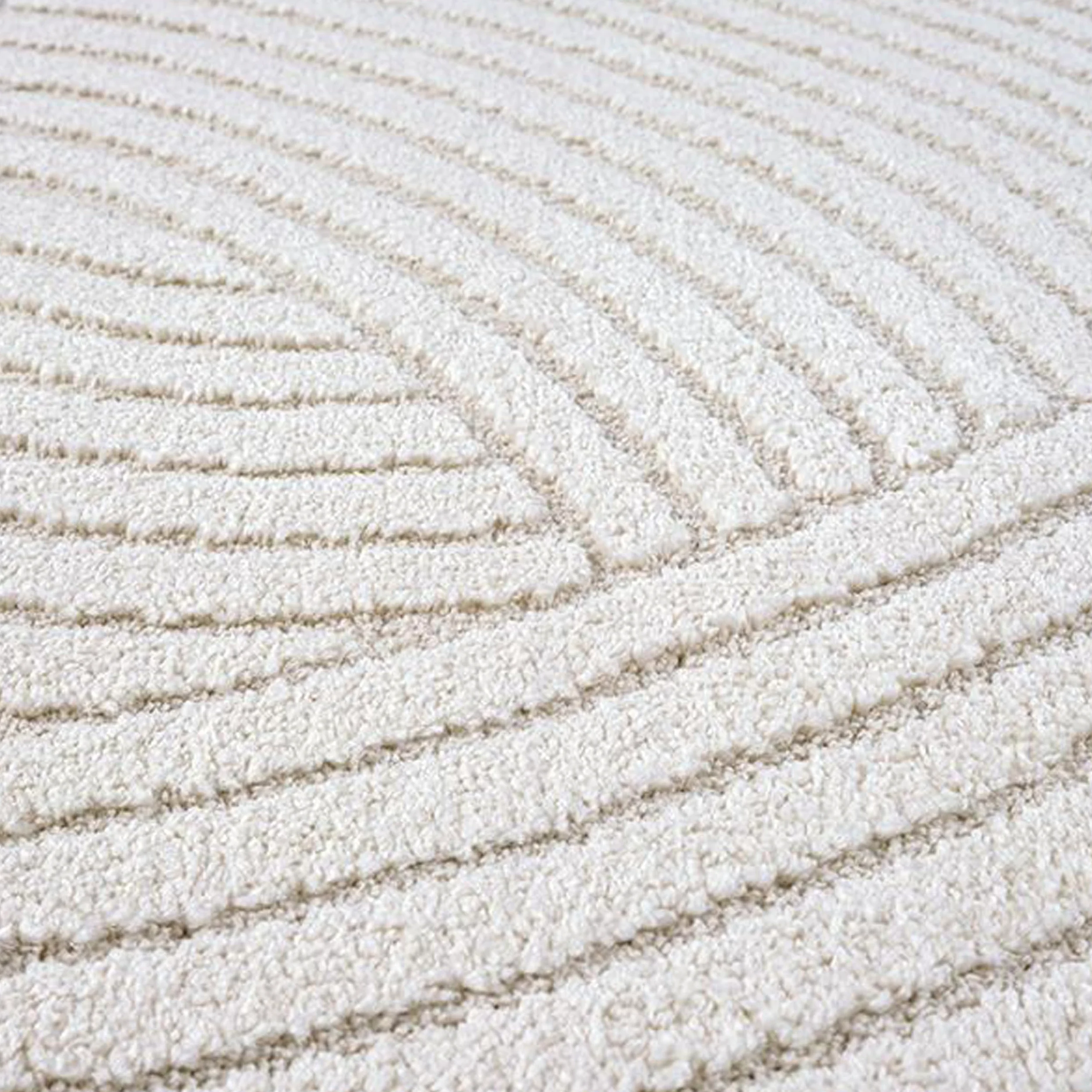 Teppich-Traum Tapis Salon Tapis d'entrée Couloir agréablement Doux Velours Moyen 3D Effet Vagues en crème, 80 x 150 cm