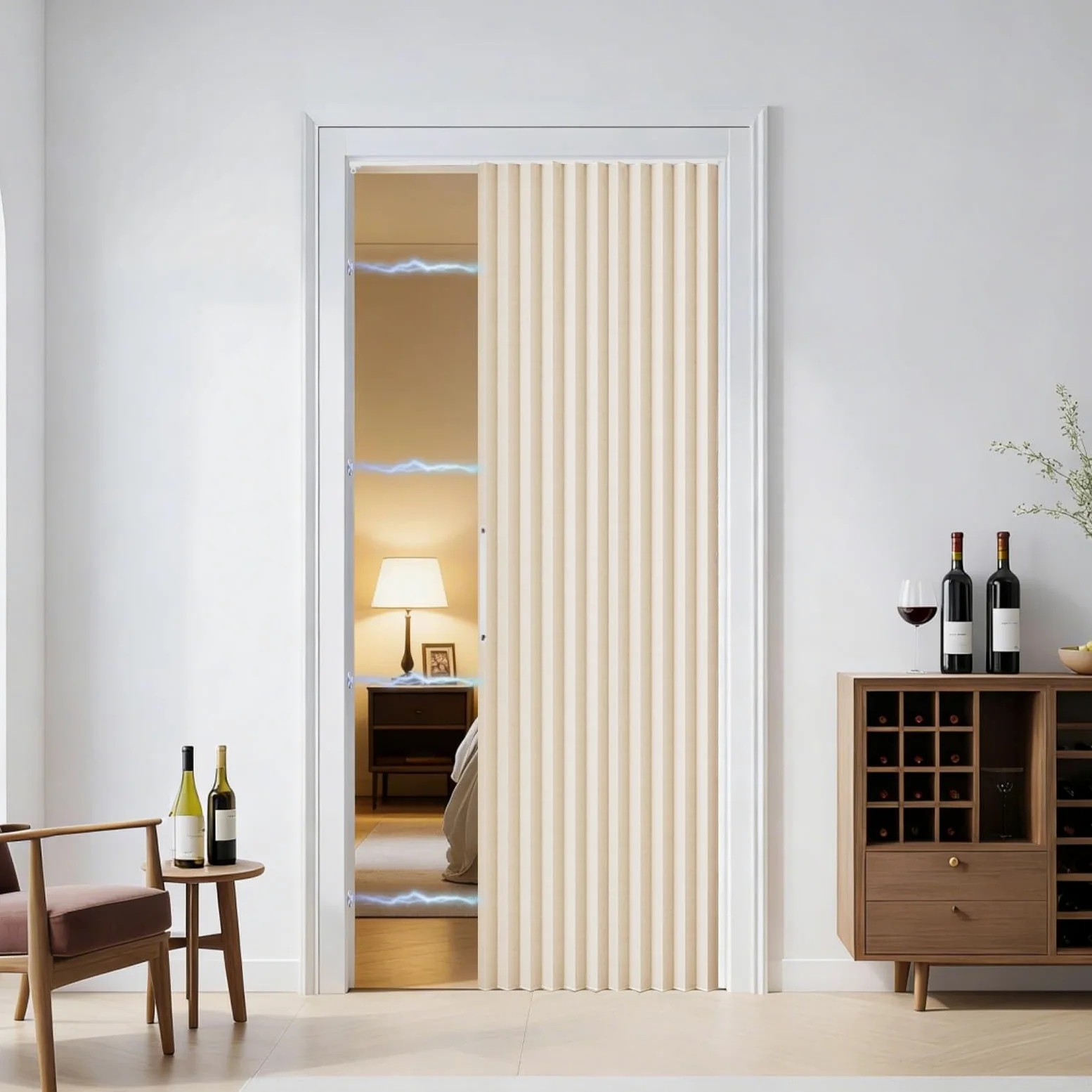 Rideau de porte magnétique - 120 x 200 cm - Pliable - Occultant - Porte intérieure pliante - Sans perçage - Avec rail adhésif - Crochets - Pour armoires, salle de bain, chambre à coucher, salon