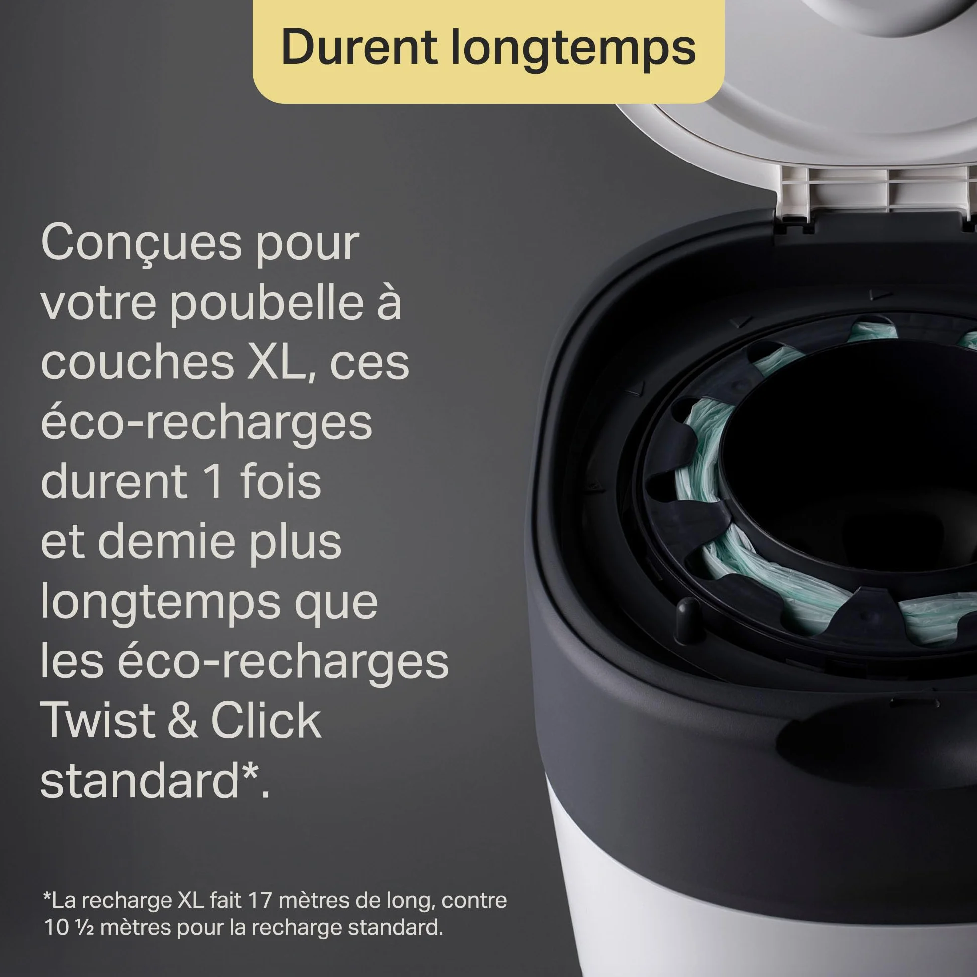 Tommee Tippee XL Poubelle à Couches Twist and Click, Blanc
