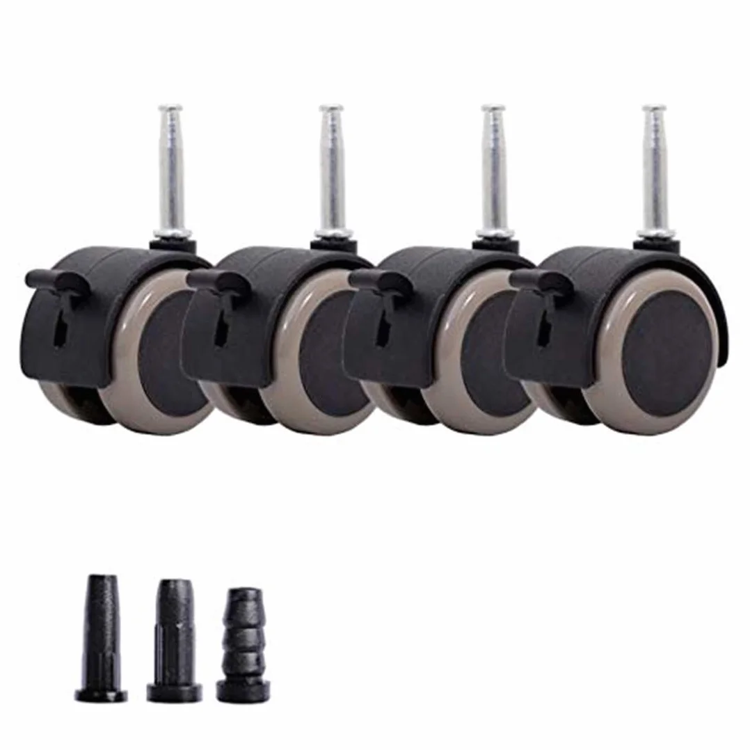 Roulettes de Lit d'enfant en Caoutchouc 4x Roulettes Pivotantes avec Frein, Charge 265lb, Silencieux, Tige M8x38mm
