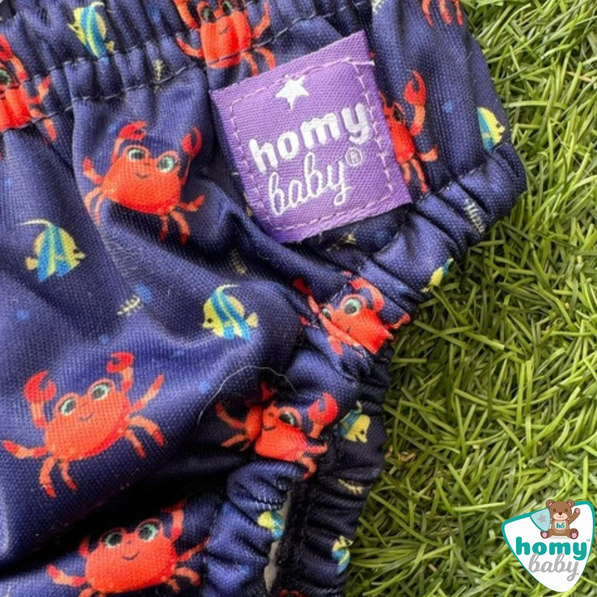 HOMYBABY Maillots de Bain Couches Lavables Réutilisables Bébé – Culotte de Bain Dès 6 Mois – Couche de Bain Bébé Lavable – Culotte d’Apprentissage Natation (Crabes, 24 mois)