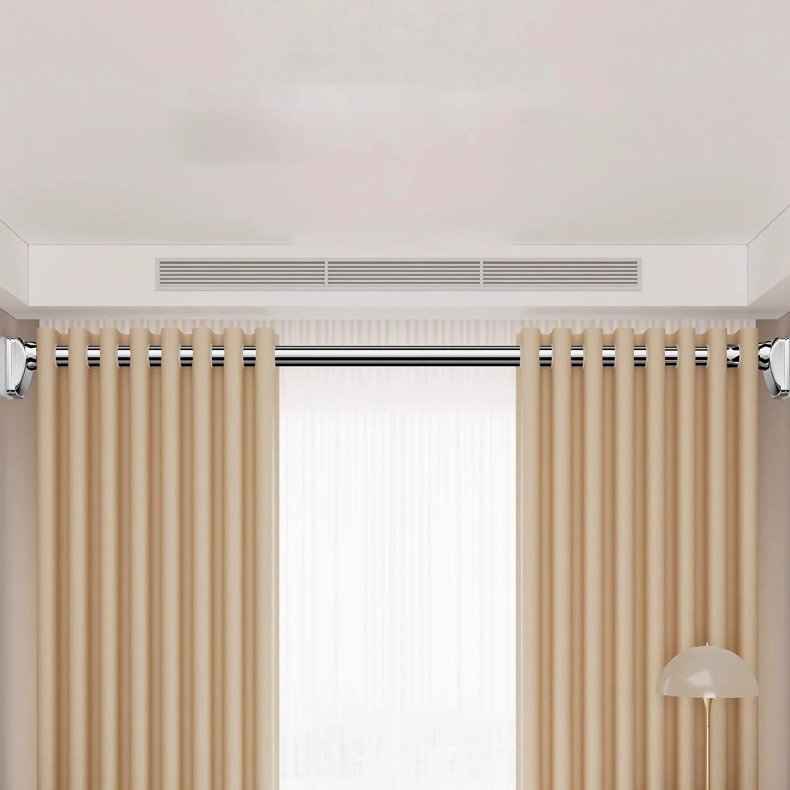 Tringle à rideau télescopique réglable sans perçage 40 x 500 cm de diamètre 3 m pour rideau de douche facile à assembler (blanc 50 x 75 cm)