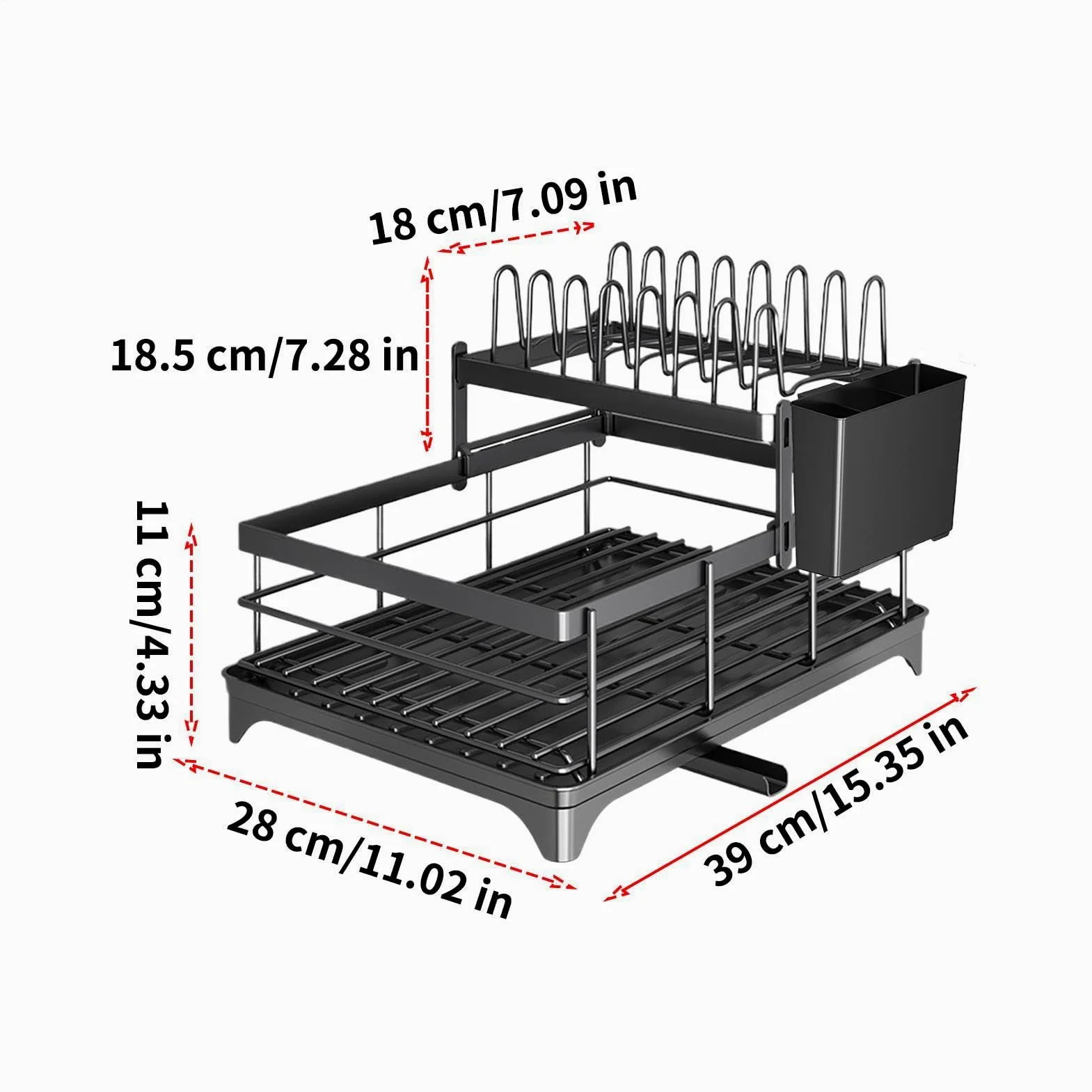 Égouttoir à Vaisselle de Cuisine Porte-Ustensiles 2 Niveaux Antirouille | Range-Assiettes Robuste Pour Cuisine, Maison, Restaurant, Camping-car, Appartement, Hôtel, Camping, Pique-nique