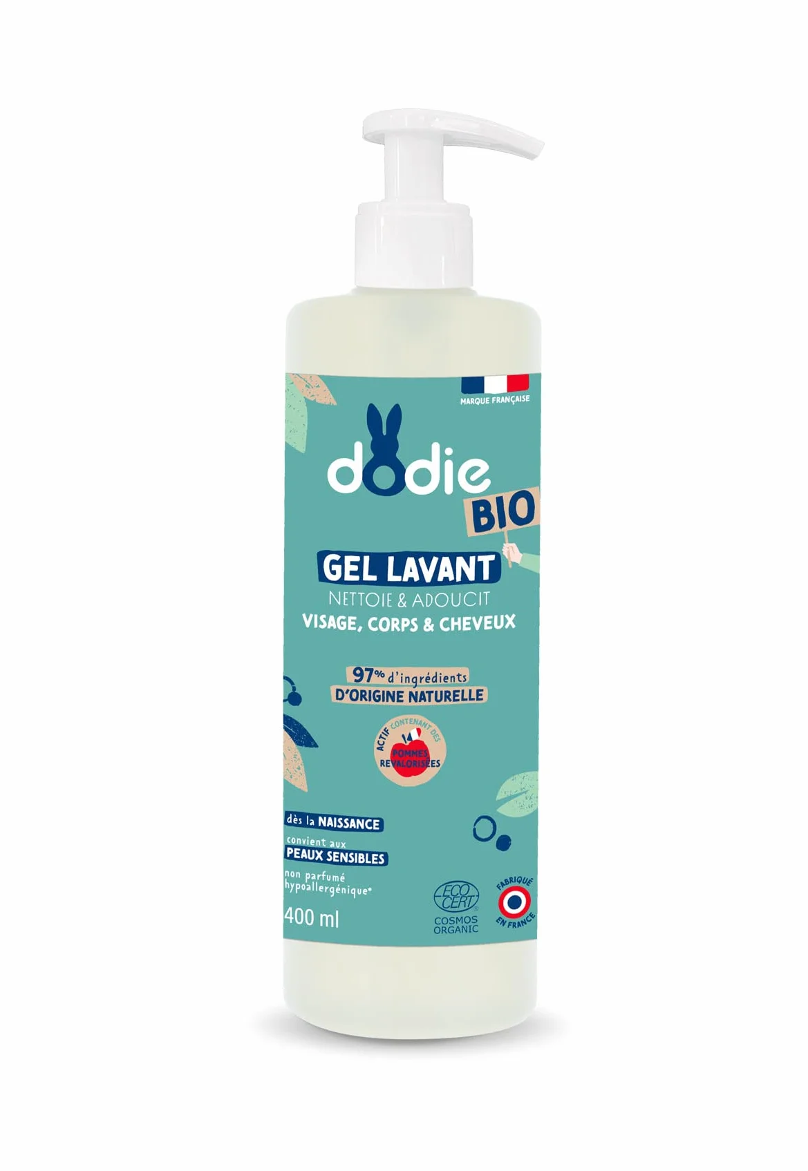 DODIE Gel Lavant Bio visage corps cheveux 400mL