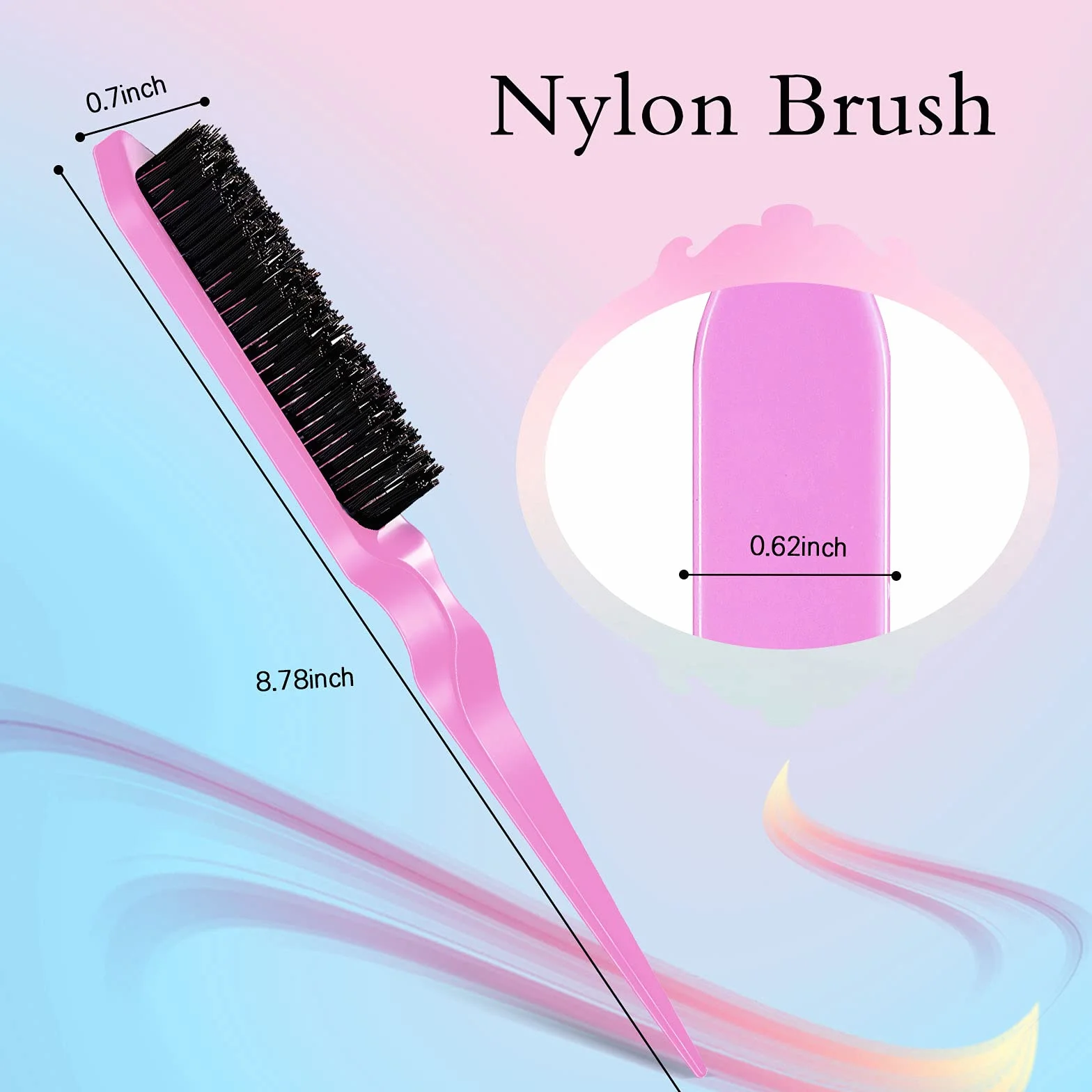 Brosse à Cheveux Double Face Peigne à Queue de Rat 3 Pièces Rose