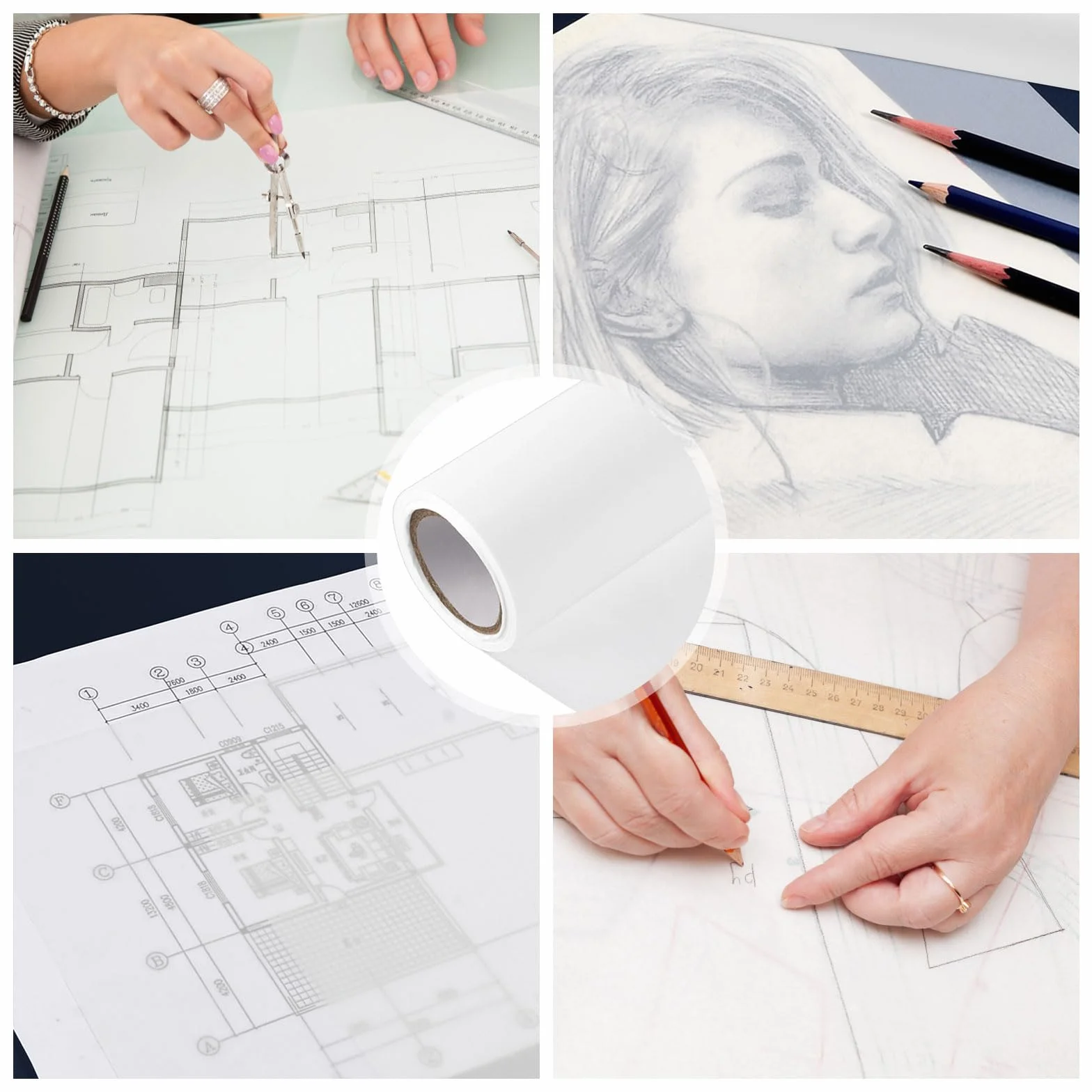 Rouleau Papier Calque 43cm x 25m 23g/m² Transparent pour Dessin Croquis Bricolage