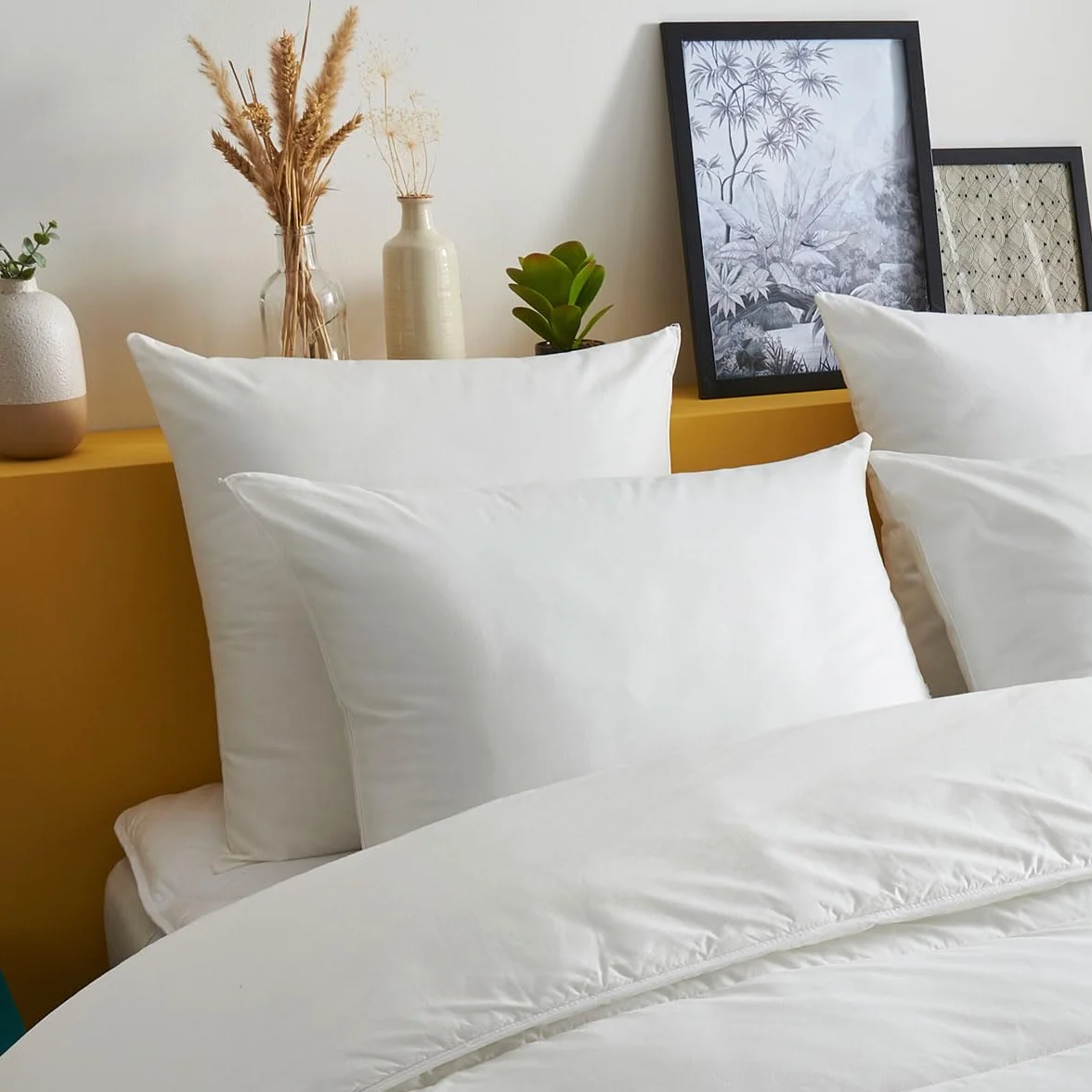 Oreiller Medium Extra-Doux 60 x 60 cm Toile 100% Cotonlogique Garnissage Synthétique Recyclé Lavable 40°C