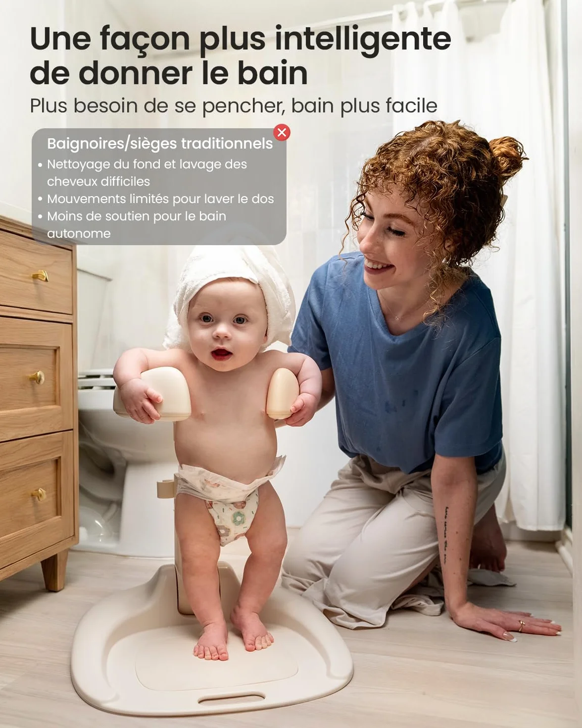 Support Baignoire Bébé Pliable Réglable 6 Mois Base Antidérapante