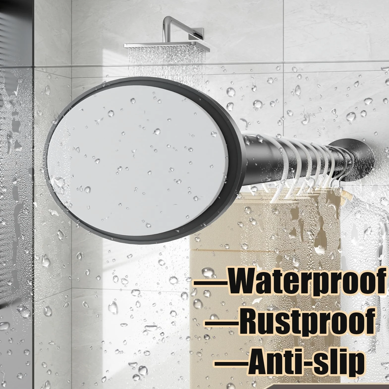 Tringle à rideaux extensible réglable de 200 à 500 cm, pour rideaux de douche et voilage, tringles à rideaux télescopiques en gris (110-190 cm) – Solution polyvalente et peu encombrante