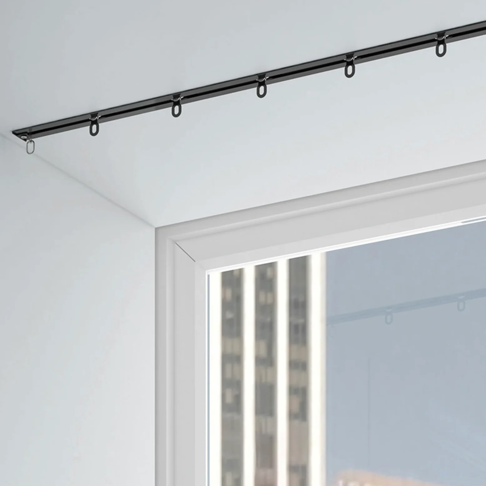 Rail de Rideau Encastré, Tringle à Rideau Caché Aluminium Plafond | Système Rail Robuste avec Roulettes Silencieuses, Pour Séparation De Pièce Et Fenêtres Balcon(Noir,240cm/7.8ft(2*120cm))