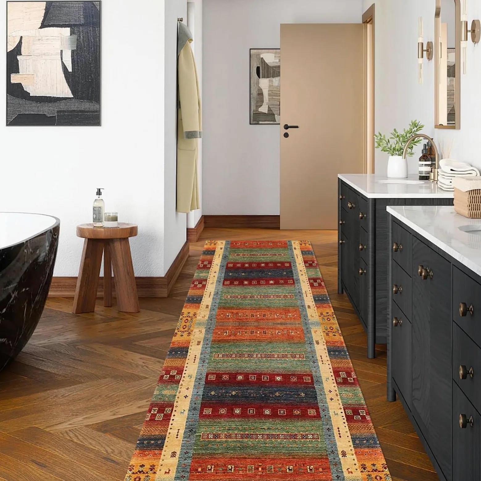 Tapis Cuisine Devant Evier Antidérapant 70 x 200 cm Tapis Salle De Bain Tapis Entree Interieur Long Tapis de Cuisine Lavable en Machine Tapis de Passage pour Cuisine Couloir Passage
