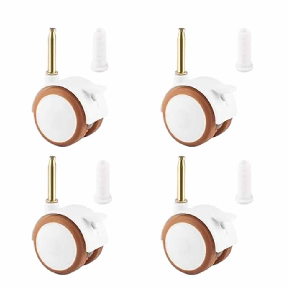 Lot de 4 roulettes de meubles silencieuses en caoutchouc pivotantes avec freins