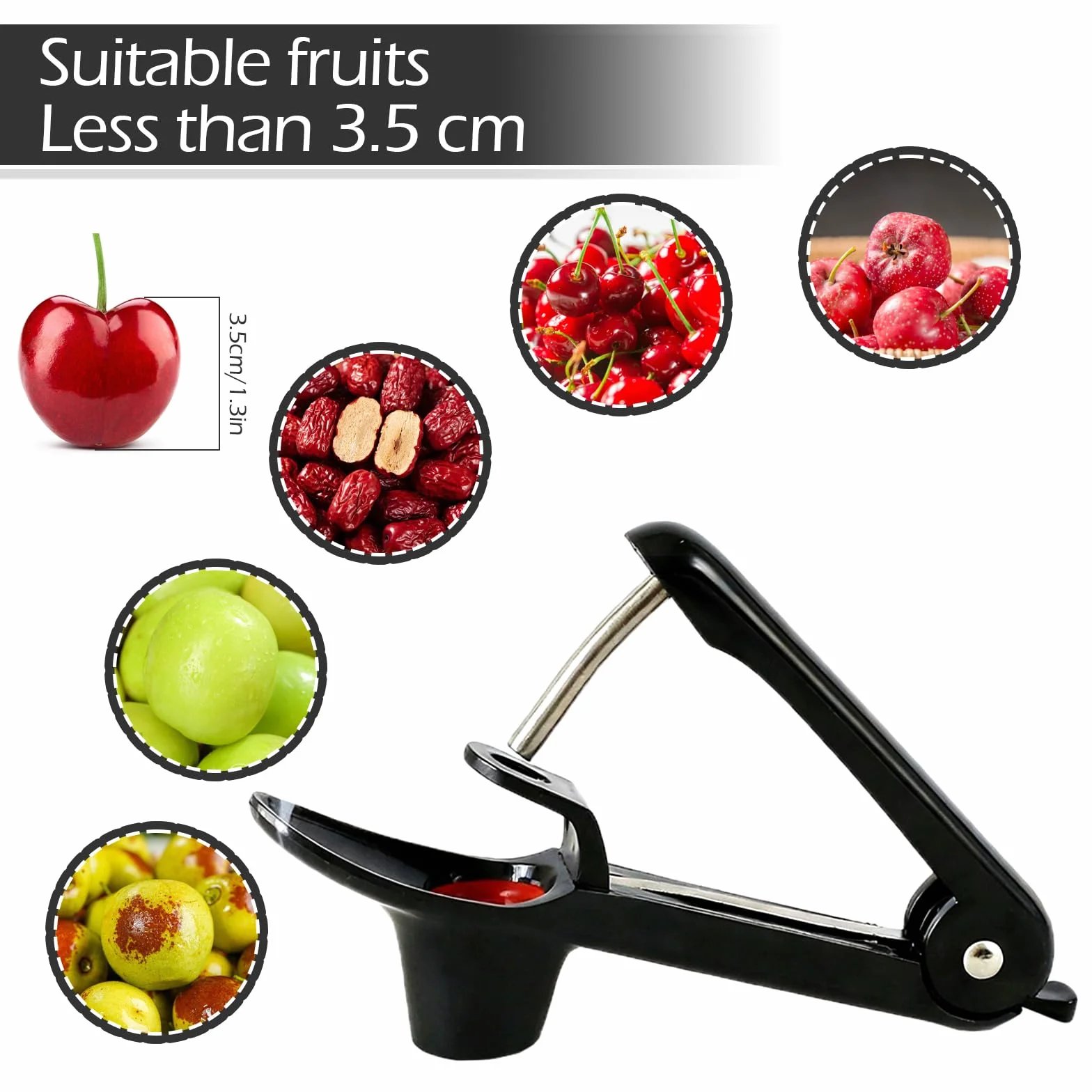 Dénoyauteur de Cerises Manuel Multifonctionnel pour Fruits, Portable Cuisine Noir