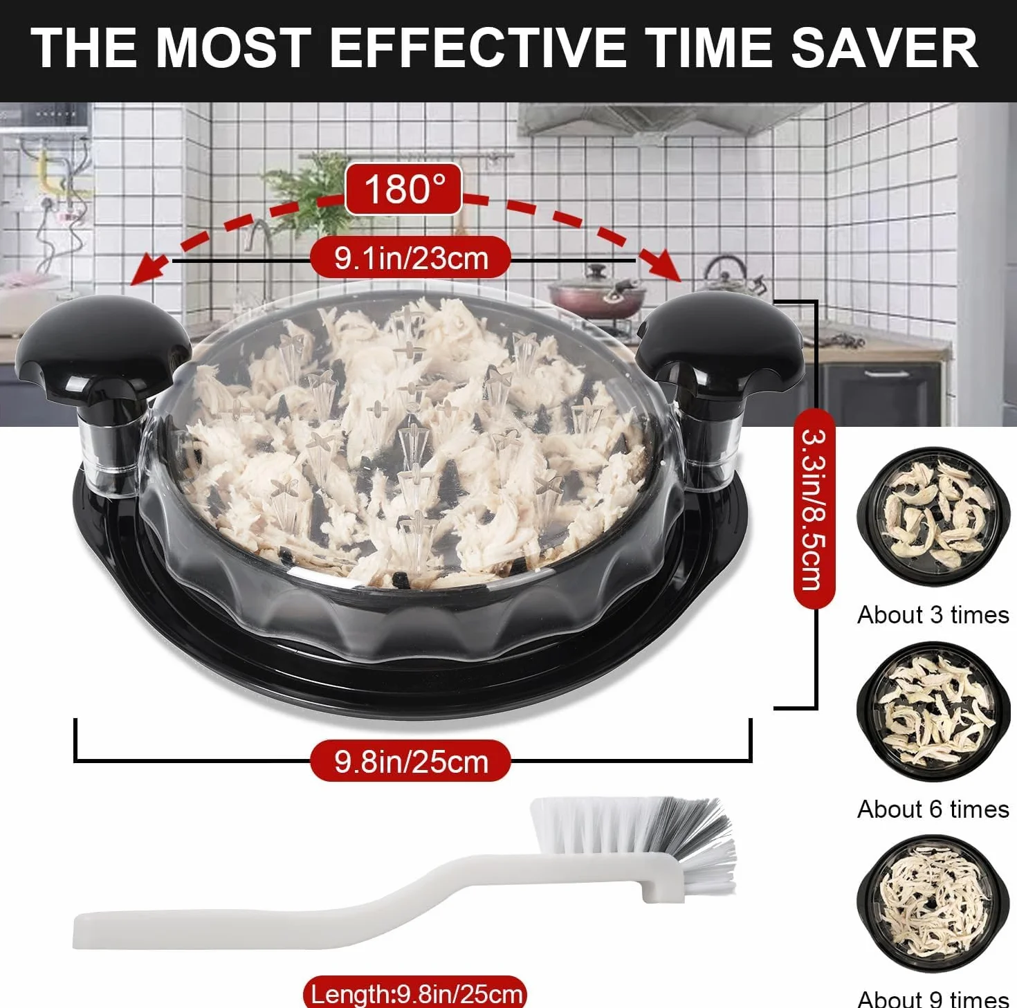 Broyeur de poulet Twist avec couvercle transparent - Broyeur de viande - Poignée ergonomique