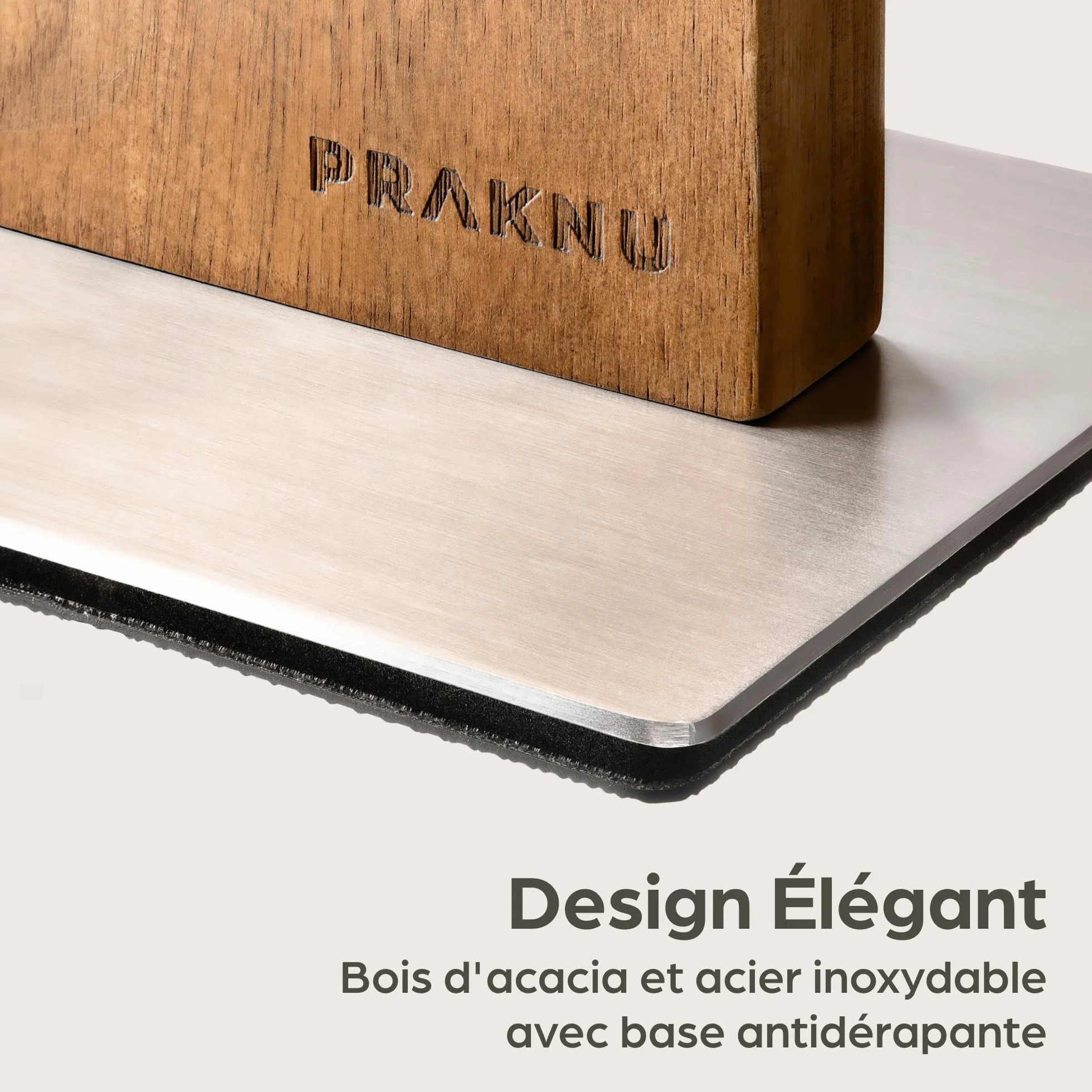 Bloc à Couteaux Aimanté Double Face en Bois d'Acacia FSC – Porte Couteaux de Cuisine – Magnetic Knife Holder – Rangement Couteaux
