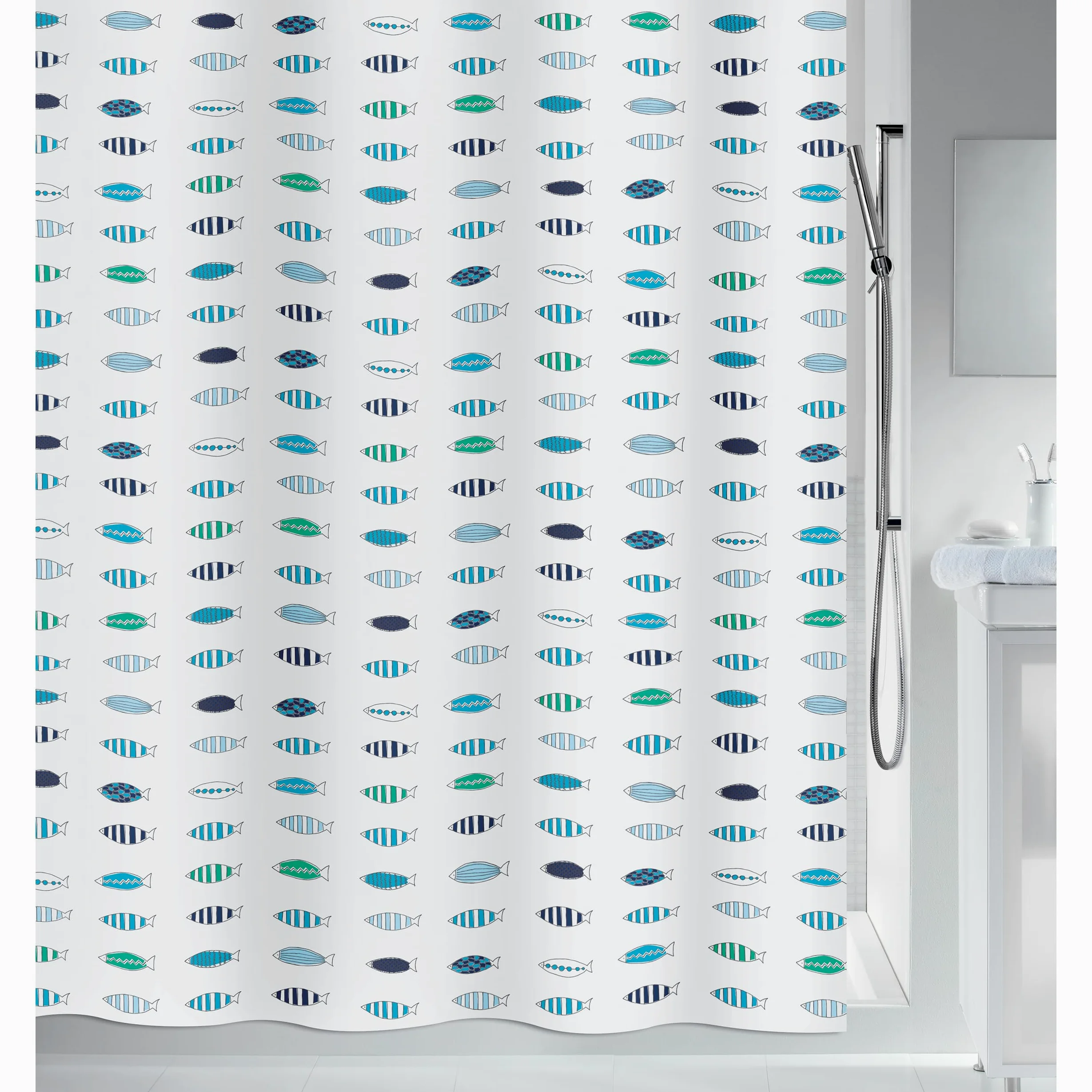 Spirella Rideau de Douche Polyester SANTARINA 240x180cm Bleu