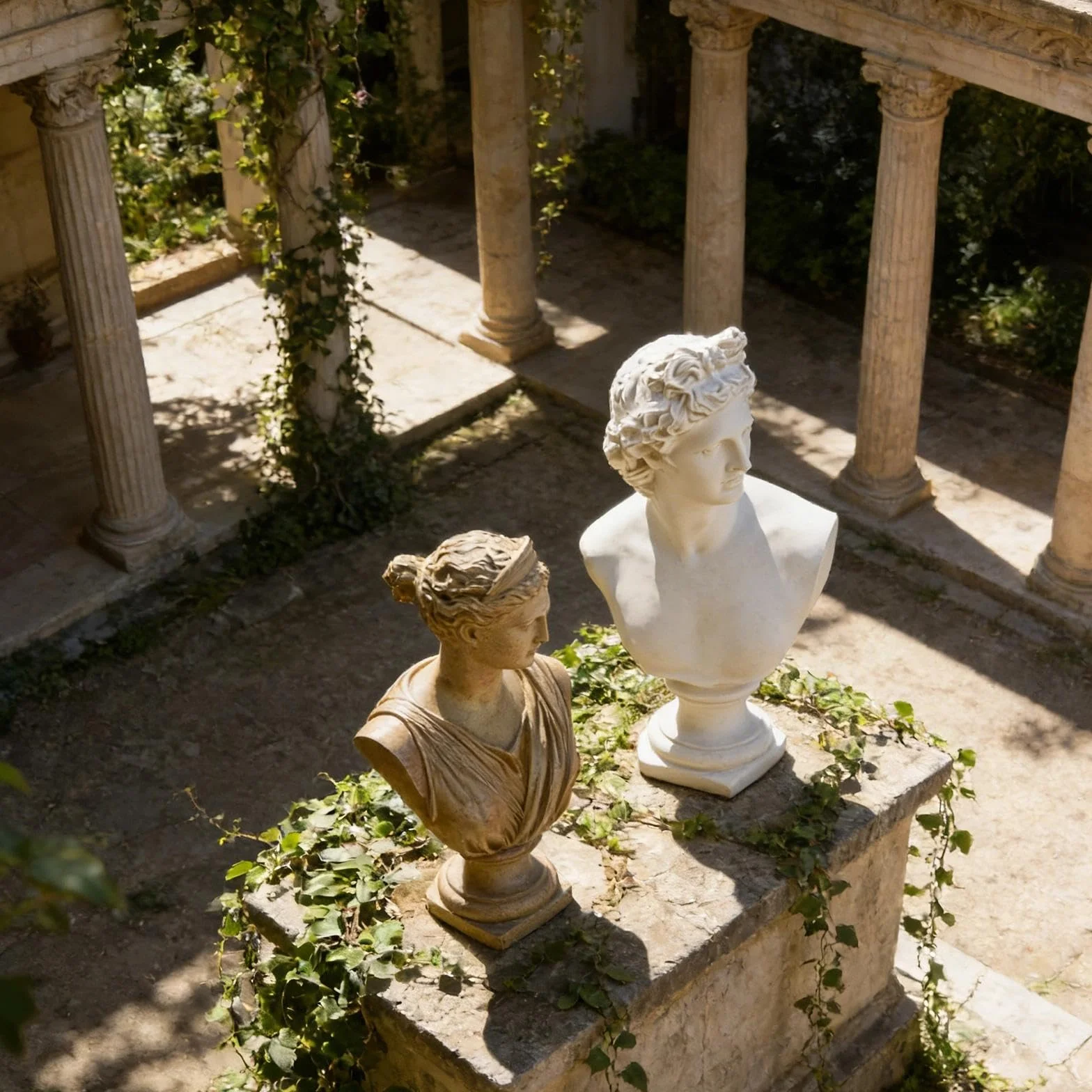 Buste Apollo déesse en résine – Sculpture blanche classique cuivre pour salon bibliothèque étagère