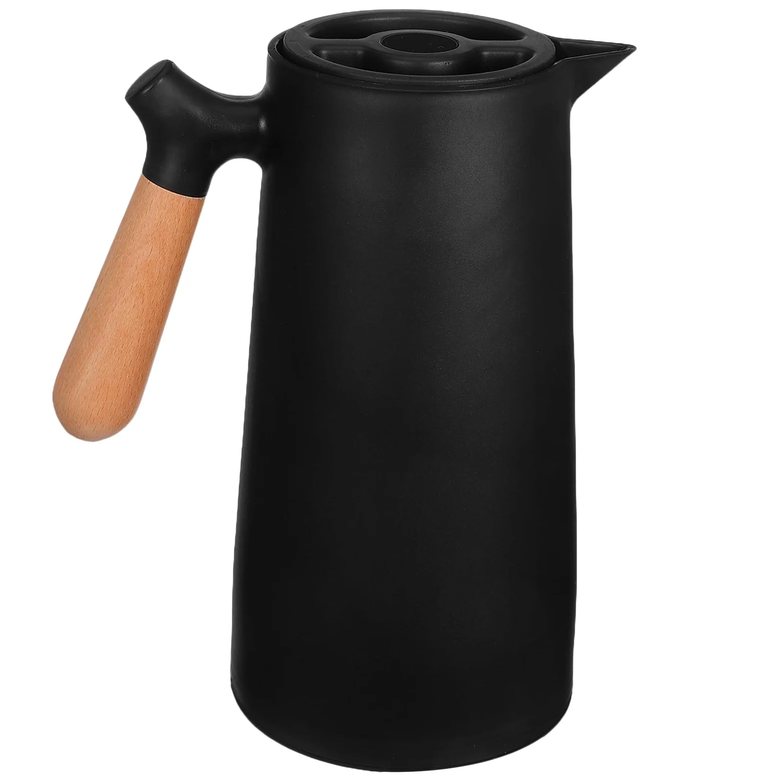 BESPORTBLE Bouteille Isotherme 1l Doublure en Verre et Coque Plastique, Poignée en Bois Élégante, Isolation Thermique sans Odeur pour Bureau et Maison