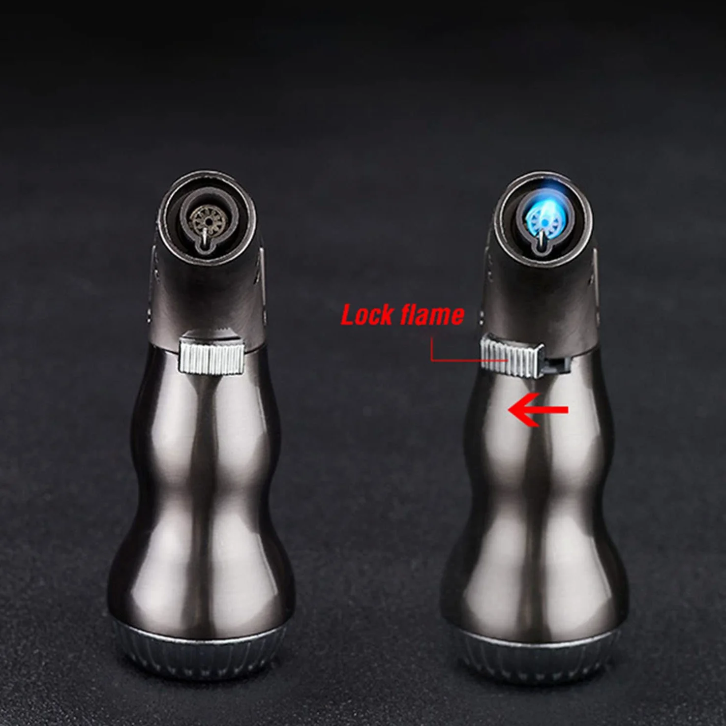 2 PCS Coupe-Vent Briquet Torche Réglable Jet Flamme Rechargeable Butane Mini Gourde Cigarette Outil pour Souder Cuisine BBQ Bougies Camping Cheminée (Noir)