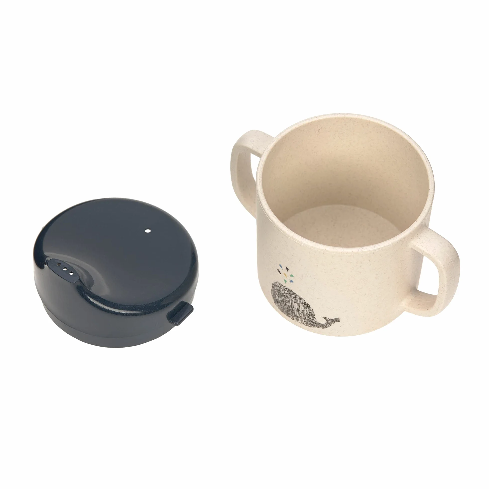 LÄSSIG Polypropylène PP Tasse à boire enfants anse couvercle amovible 150 ml Sippy Cup Little Water Whale