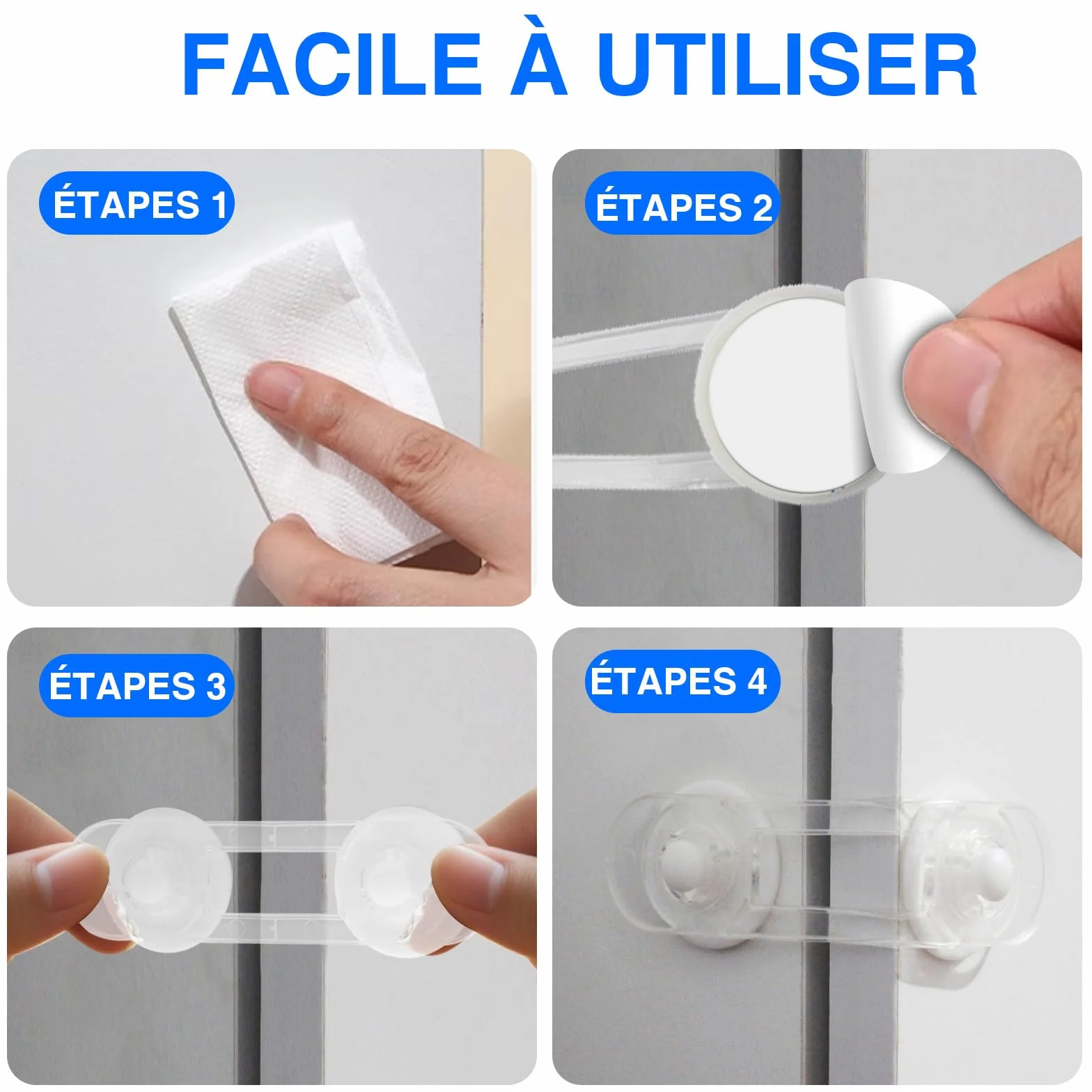 Verrouillage Sécurité Enfants Sangle Réglable 11 cm Adhésif 3M Sans Perçage Protection Bébé Autoadhésive