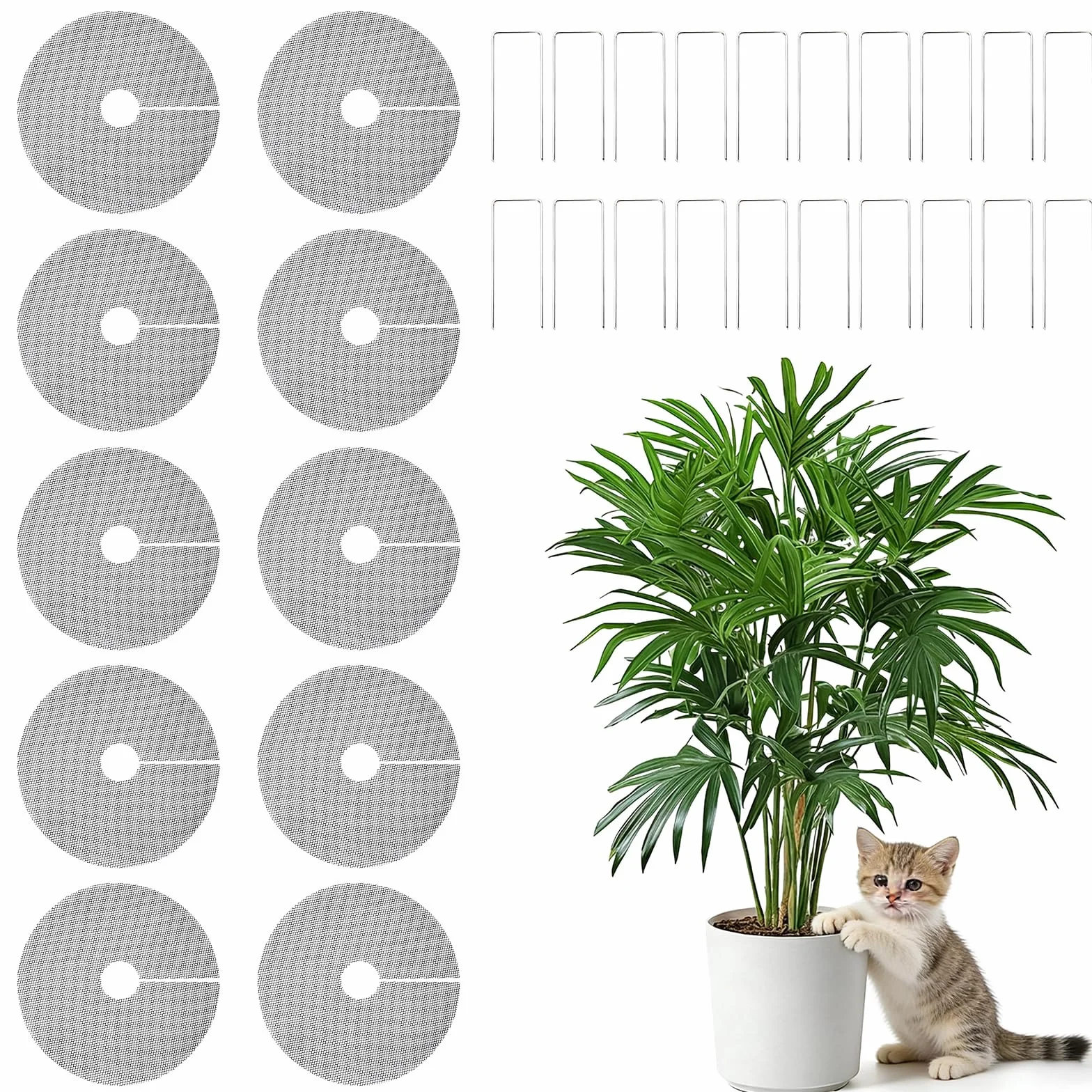 OGarden Lot de 10 grilles de jardinières 40x40 cm avec 20 piquets Cache-sol découpables Protection du sol