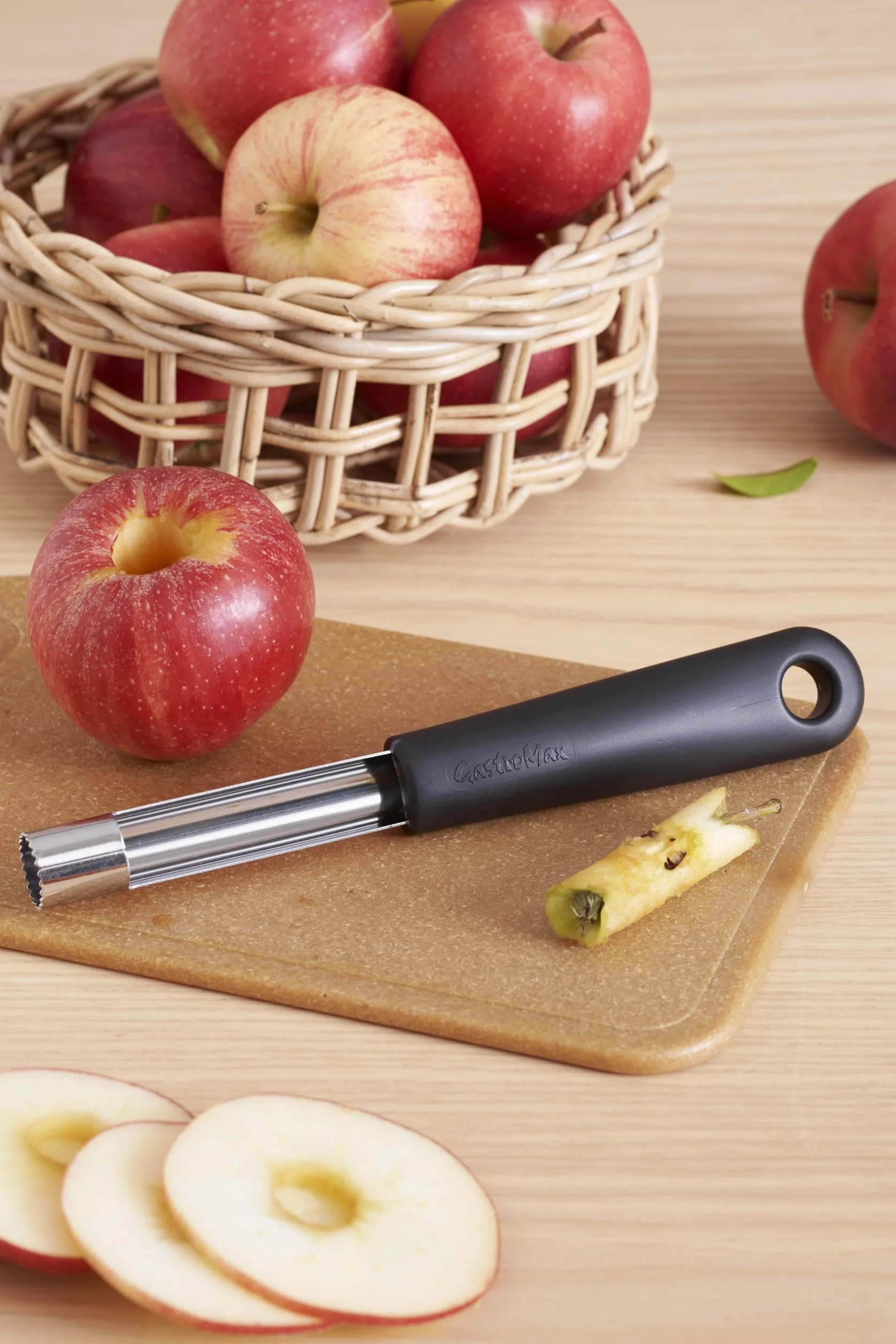 GastroMax Évideur de Pommes Dénoyateur à Pomme Lame Acier Inoxydable 20,5 cm Noir