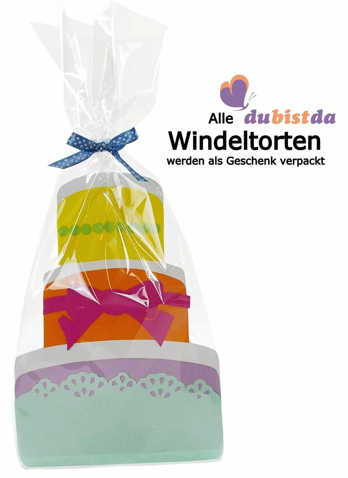 Gâteau de couches XXL avec Baby Booties Bleu Cadeau Naissance Baptême
