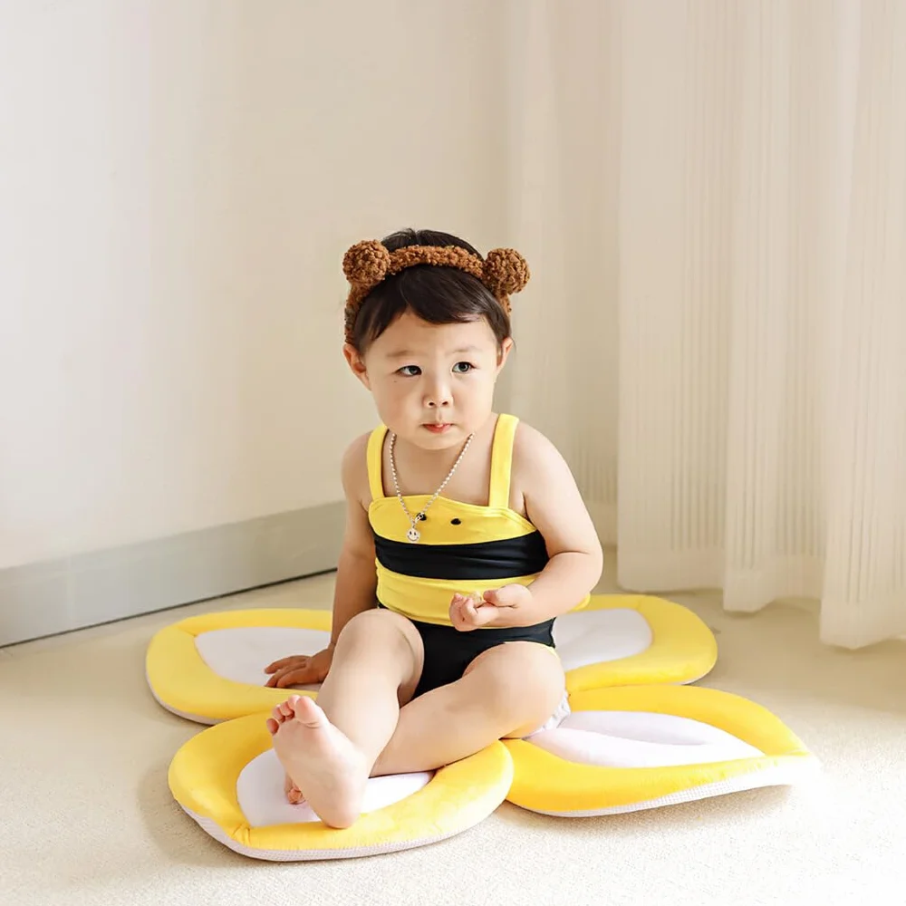 Siège de Bain pour bébé Fleur de Bain Tapis en Maille Coussin de Baignoire Gris 80cm