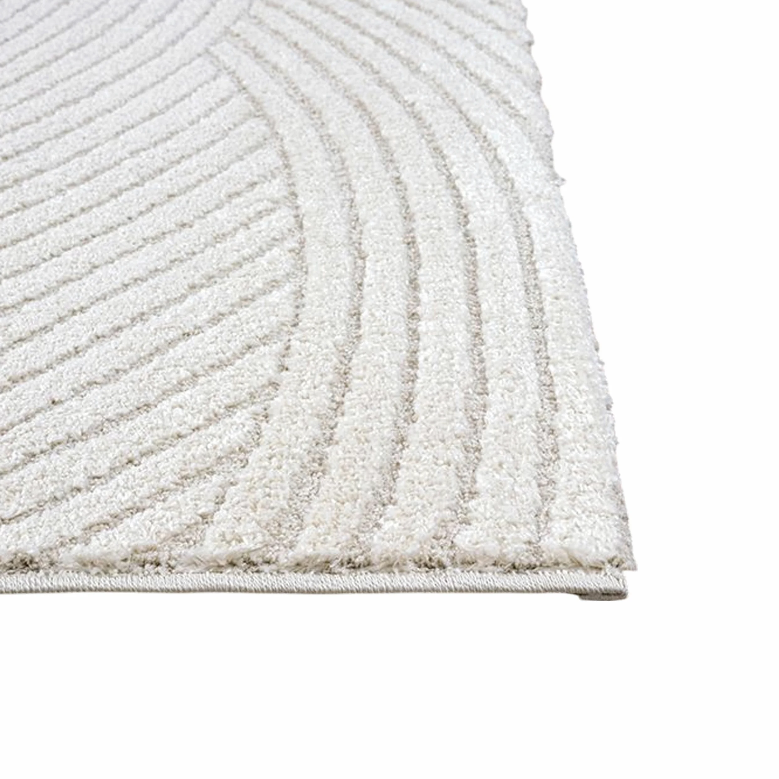 Teppich-Traum Tapis Salon Tapis d'entrée Couloir agréablement Doux Velours Moyen 3D Effet Vagues en crème, 80 x 150 cm