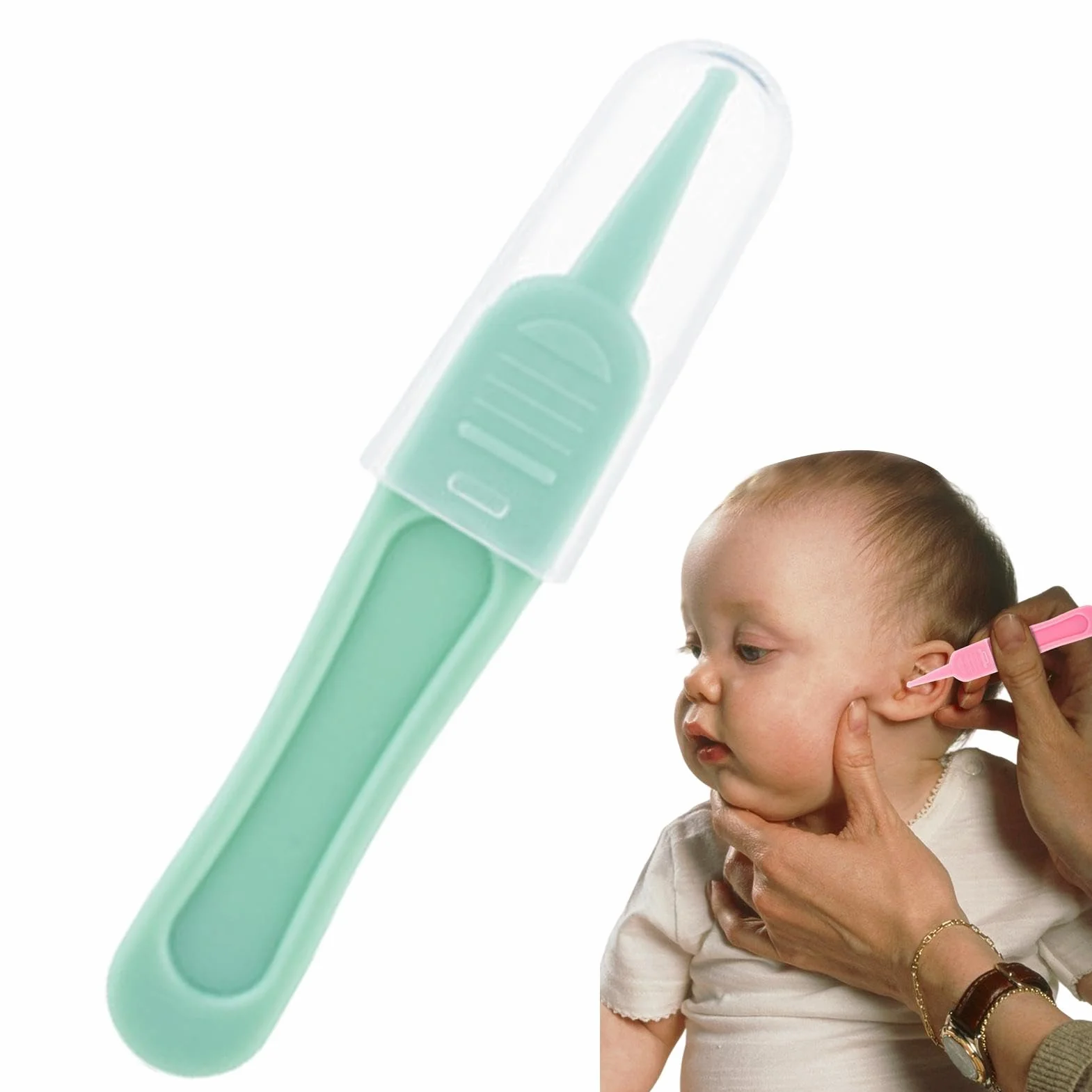 Pince Booger à tête ronde pour tout-petits – Extracteur de booger avec couvercle transparent