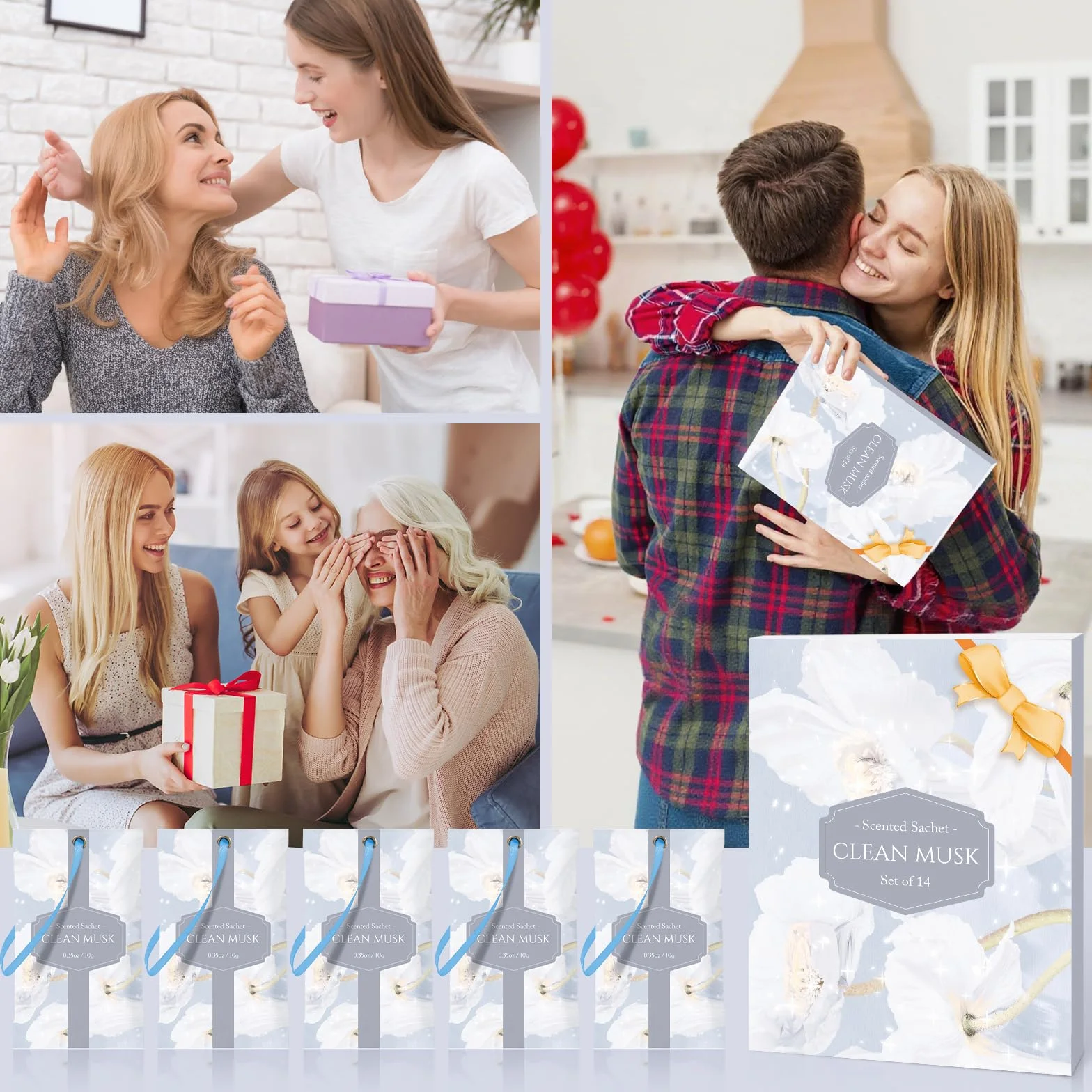 Sachet Parfumé Armoire Musc Propre 14 Sachets pour Armoire et Linge