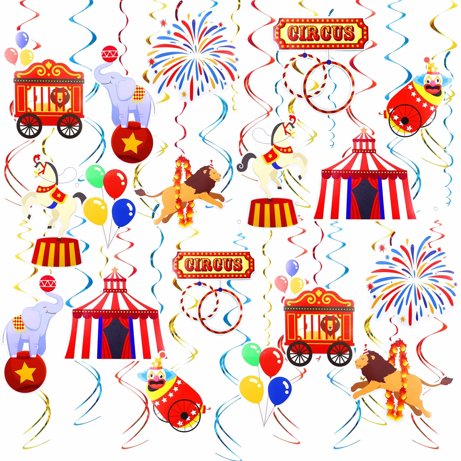 Tourbillon Suspendue Décoration Cirque Carnaval Foraine 48 Pièces