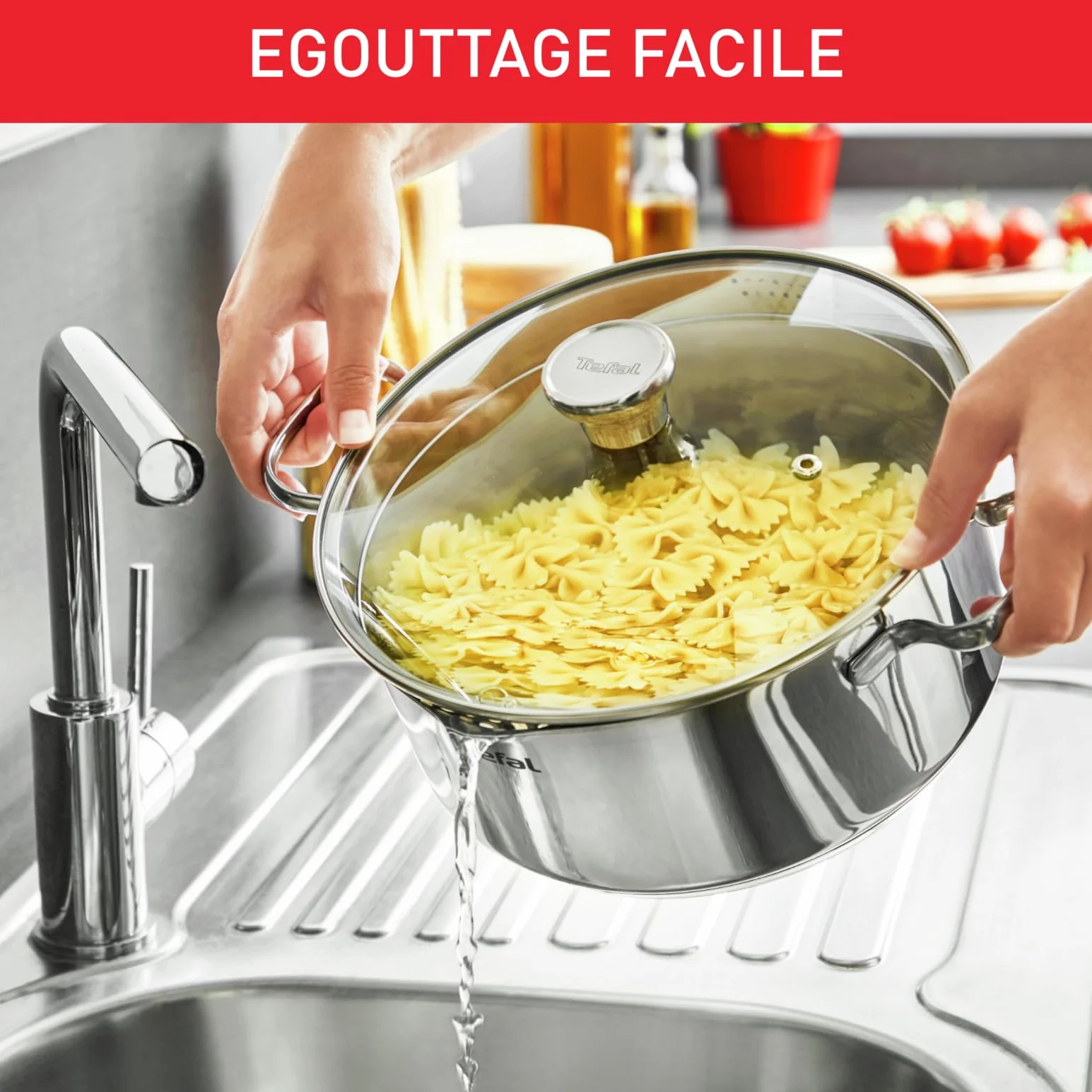 Tefal Faitout 20 cm Induction Casserole Acier inoxydable 18/10 Couvercle filtrant en verre