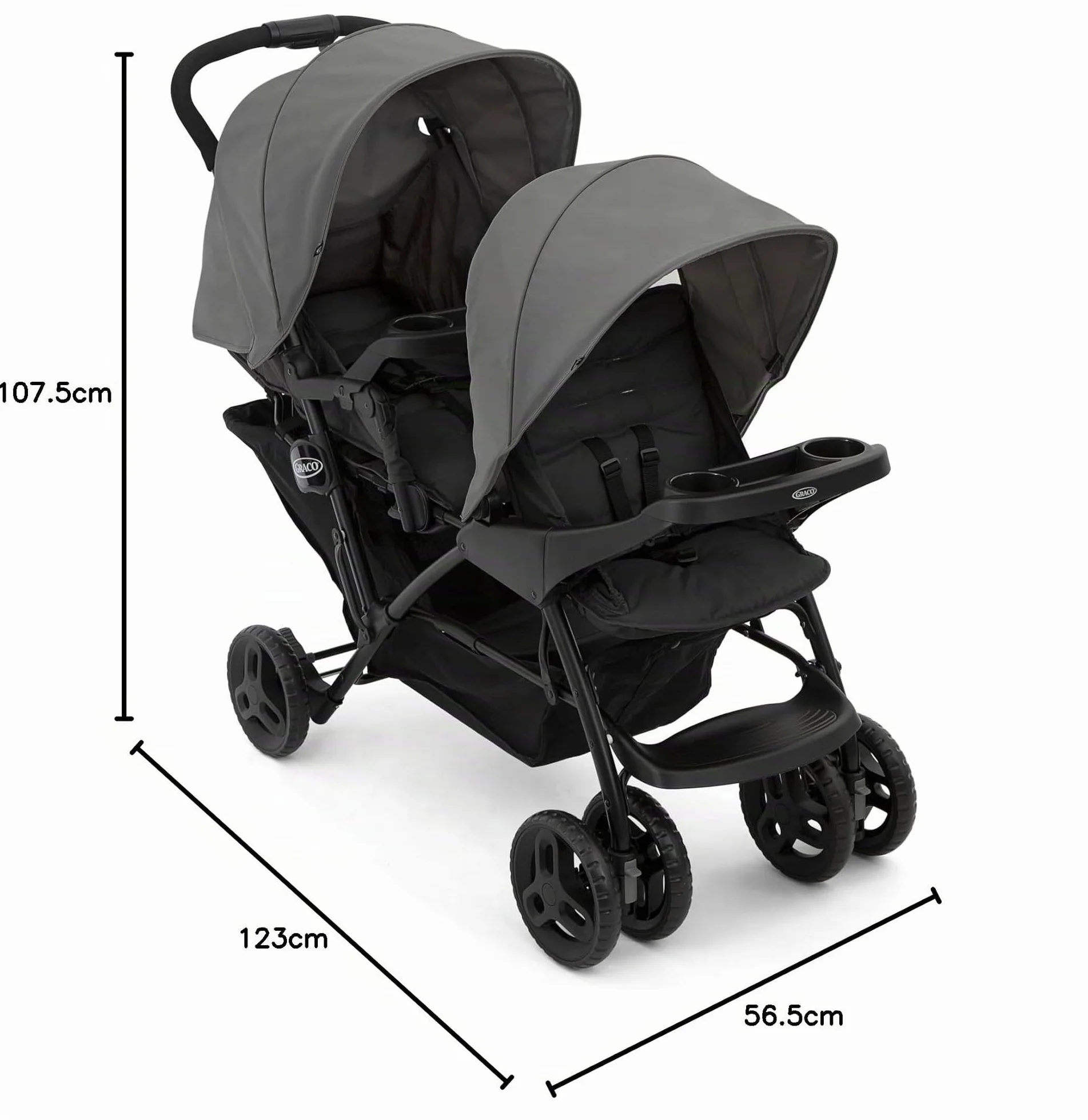 Graco Stadium Duo Poussette double 0-15 kg pliable Titanium