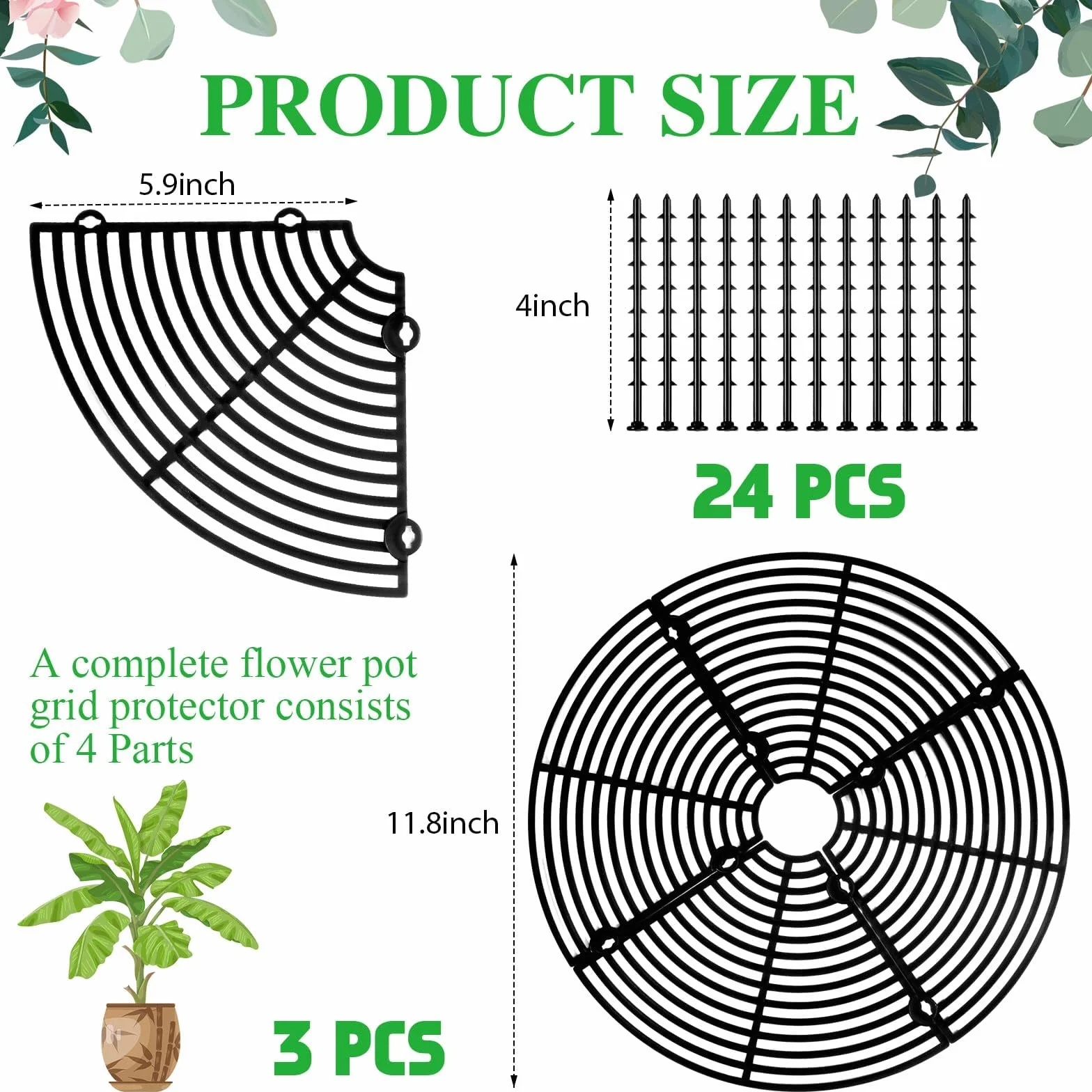 Grille Protection Plante 30 cm 3PCS Protection Pot de Fleur Ronde Découpable Animaux