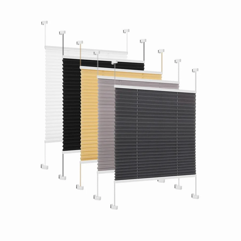 Eurohome Store plissé Gris 110 x 100 cm avec Fixation sans perçage pour fenêtres et Portes