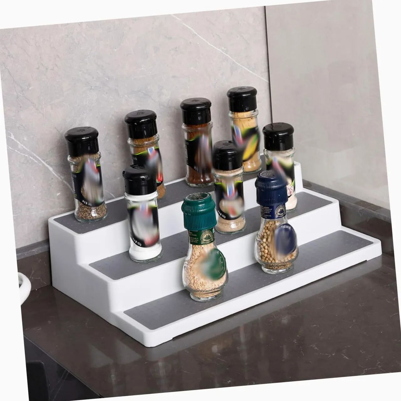 Étagère à Épices à 3 Niveaux en Pp, Lot de 2, pour Rangement la Cuisine | Rangement de Placard, Organisateur D’armoire, Usage la Cuisine et Salle de Bain, pour Sel et Savons