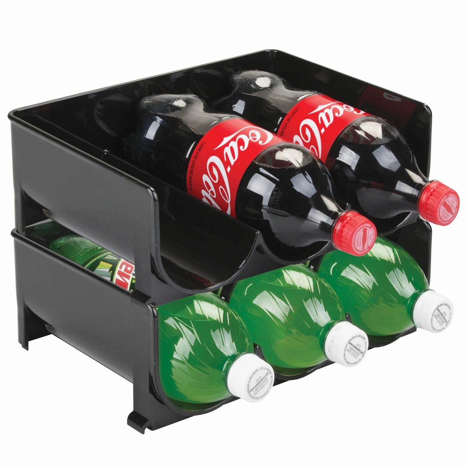 mDesign Range-Bouteilles (Lot de 4) – casier à Bouteilles empilable en Plastique sans BPA pour 3 Bouteilles de vin ou Autres Boissons – étagère à vin Moderne pour jusqu'à 12 Bouteilles – Noir