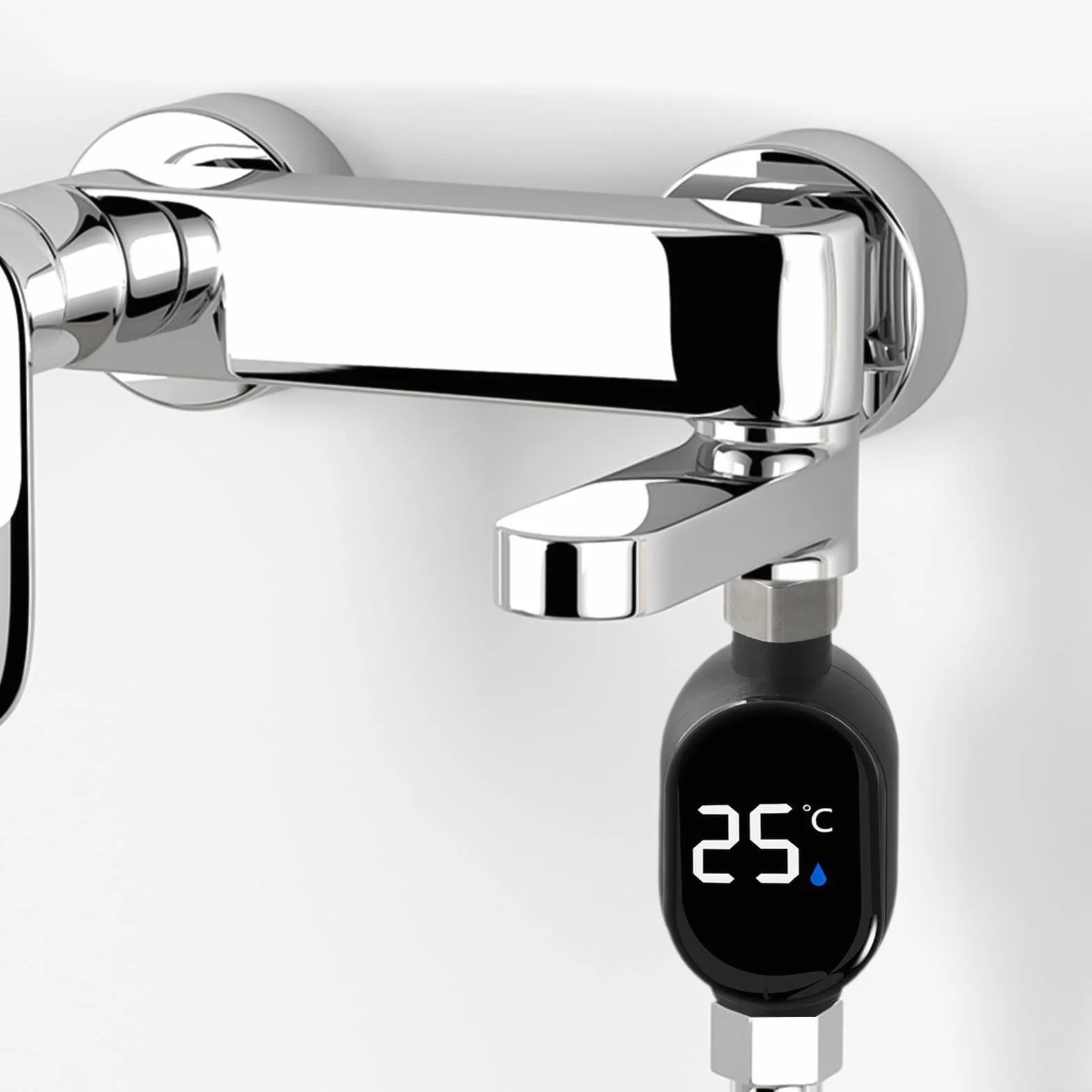 Thermomètre de douche numérique LED KiraKira, capteur étanche 0-99°C, interface 1/2", noir