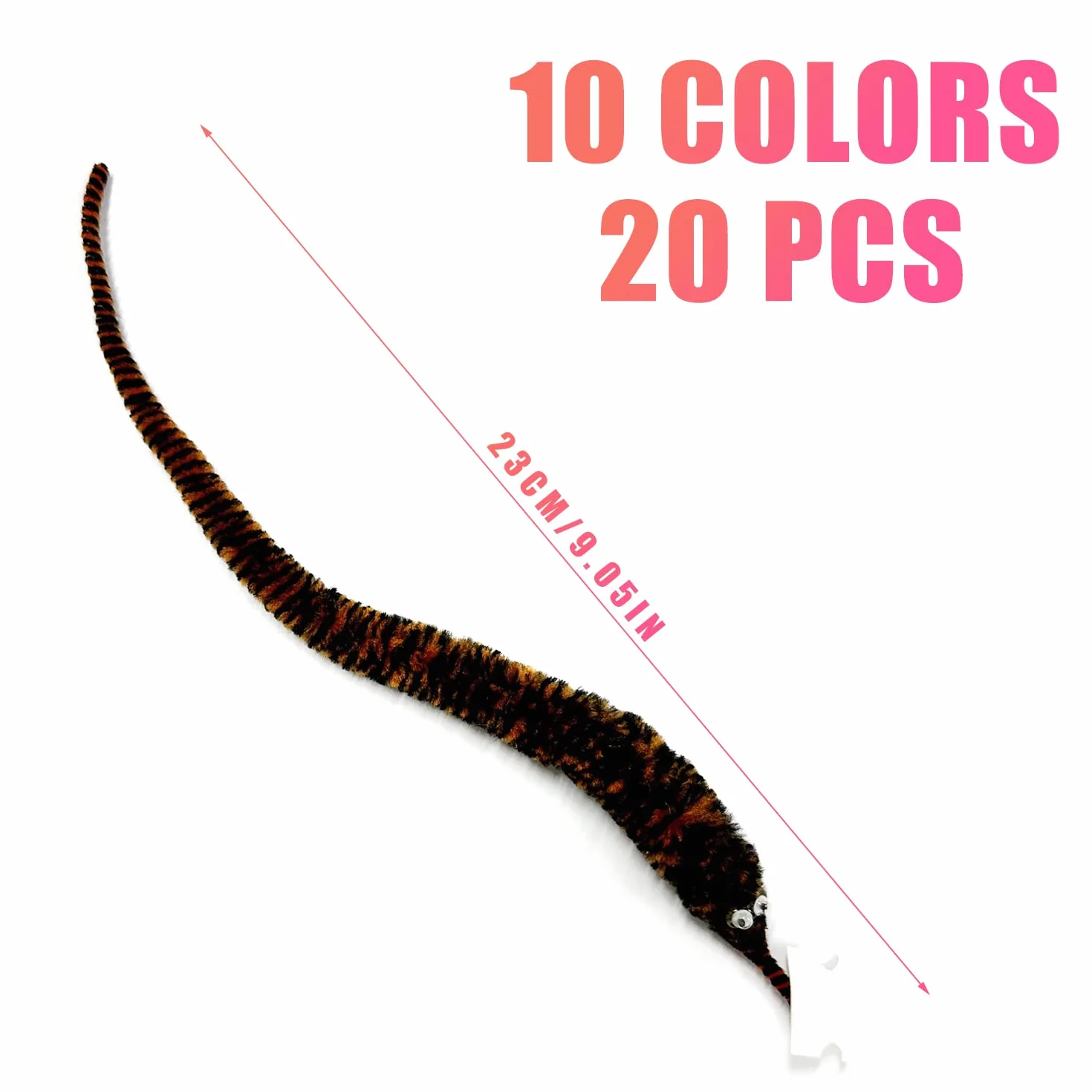 20pcs Accessoires de ver torsadés invisibles en peluche sur corde pour Mardi Gras, Carnaval, enfants et chats (10 couleurs)
