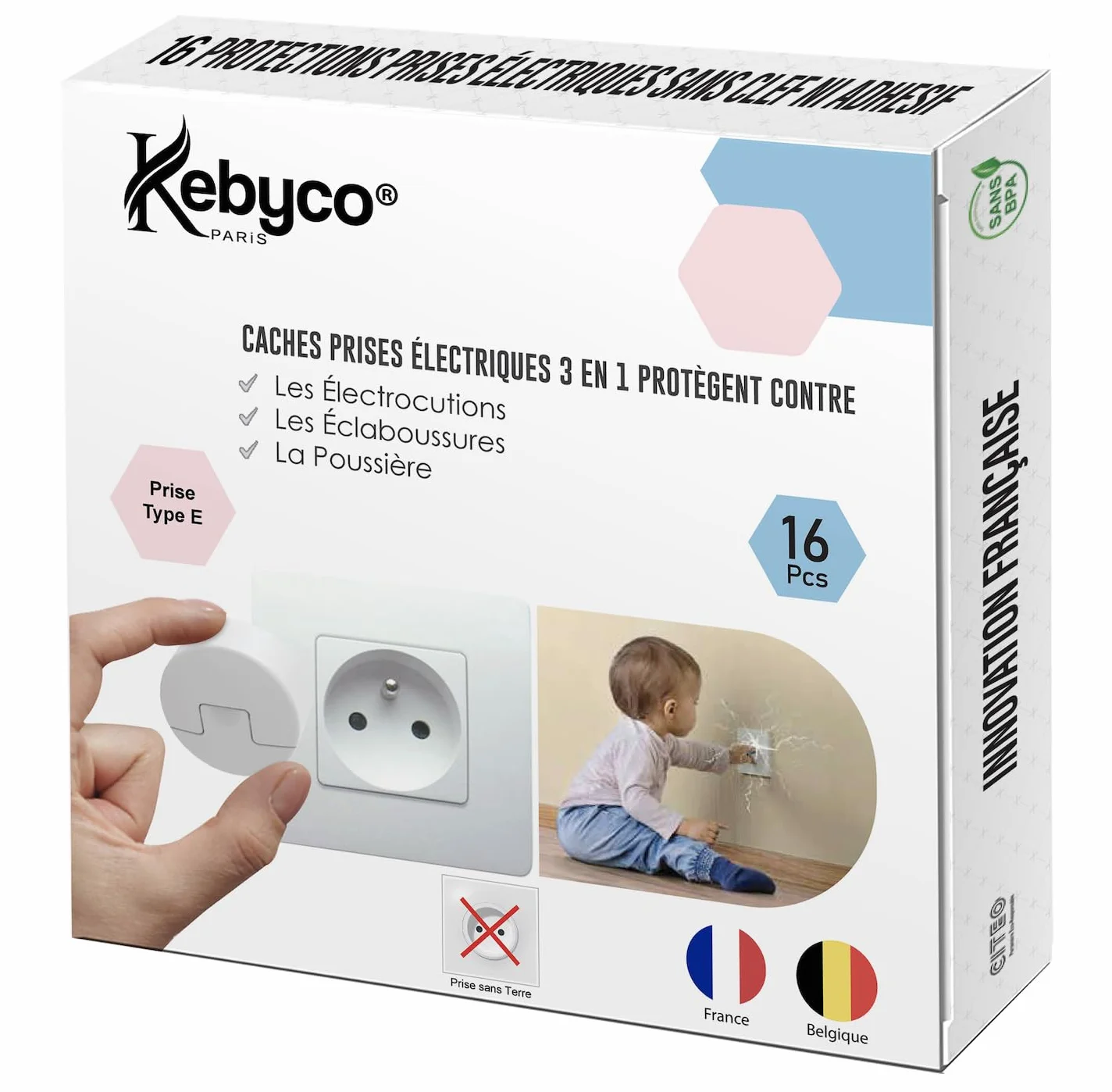 KEBYCO Paris Cache Prise Bébé Automatique Universel 16 Pcs Sécurité Électrique Enfant Anti Poussière Étanche