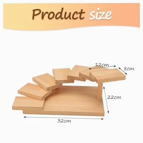 Assiette de service à sushis, 7 étages en bois rotatif pour restaurant ou maison, plateau à sashimi style escalier